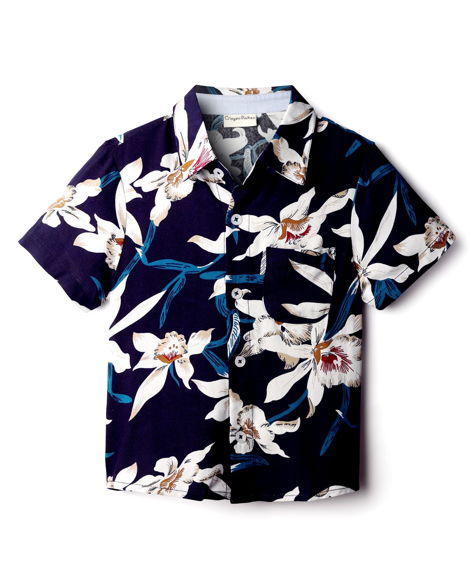 CrayonFlakes Rayon Woven Half Sleeves Floral Printed Shirt - Navy Blue-picture-45