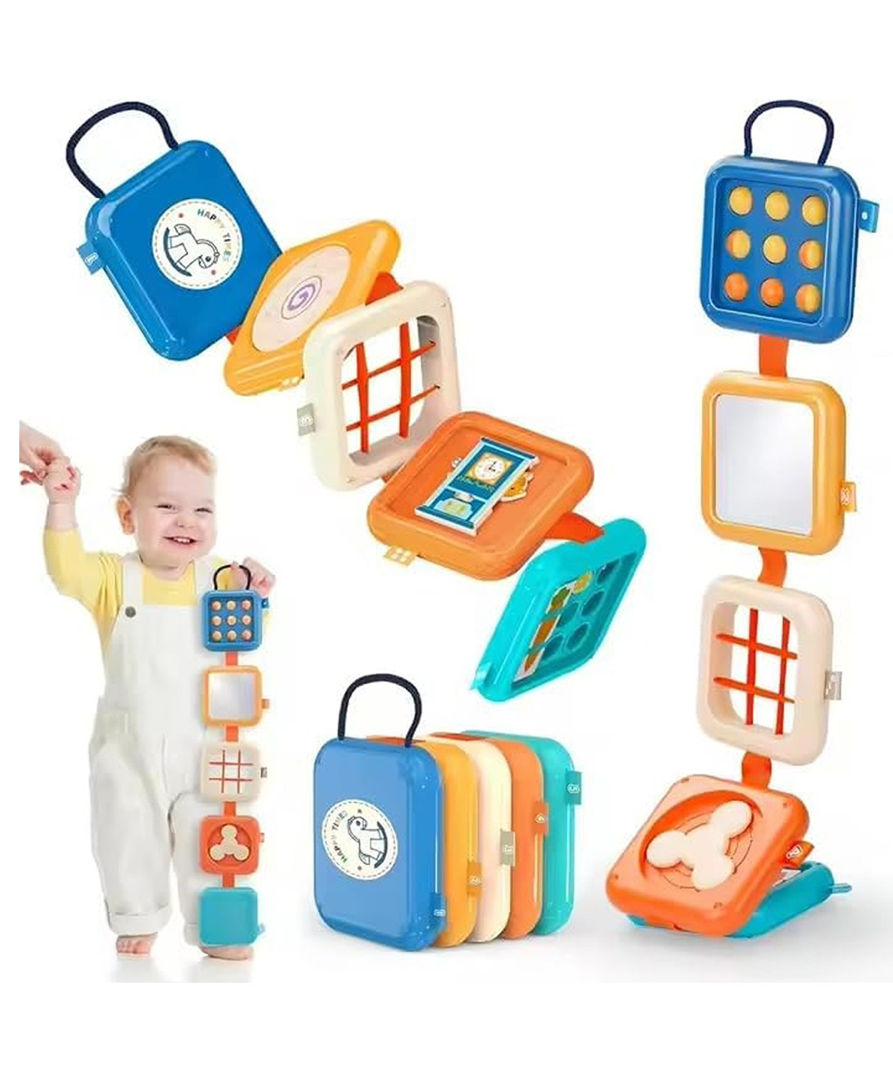Happy Hues Foldable Busy Cube for Kids- 6 Montessori Activity Toy -Sensory Busy Board -Travel Toy for Toddlers 1-3 Years-image-27