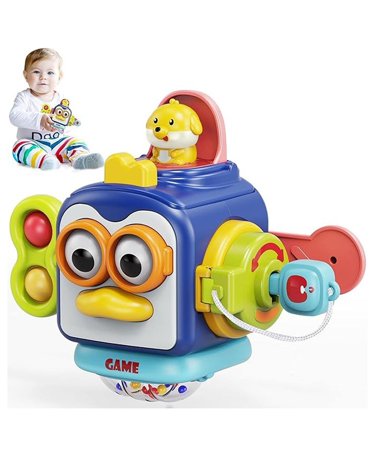 Happy Hues Busy Cube Montessori Toys for 1 Year Old -6 in 1 Educational Sensory Toy for Babies & Toddlers- Travel Fidget Activity Toy Cube for Toddlers 1-3 Years Old-image-27