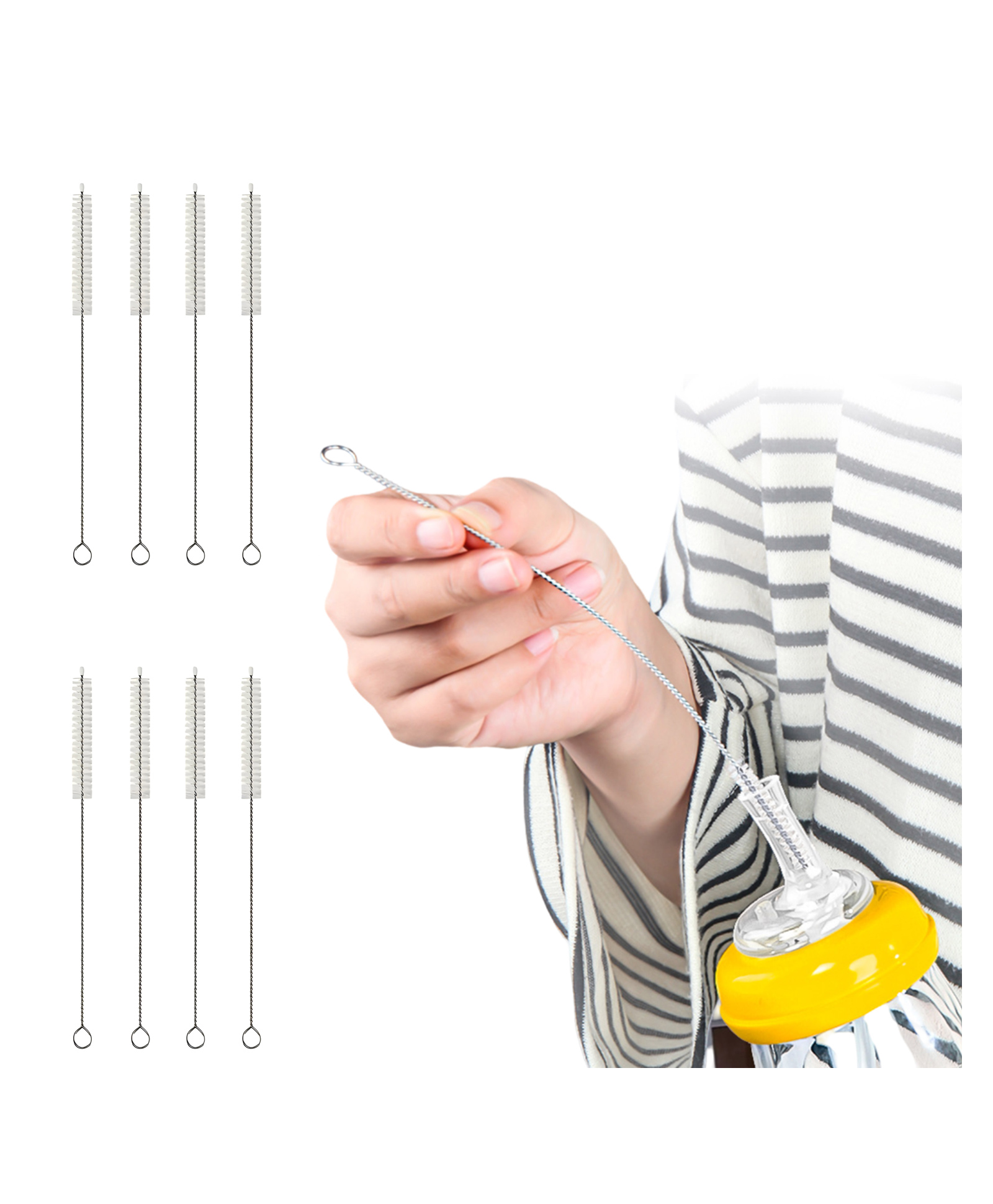 Bembika HighQuality Baby Bottle BrushesThe Ultimate Bottle Brush Set for Your Baby's Feeding Bottle Brush and Nipple Cleaner Brush Needs -(8 Pcs)-picture-9