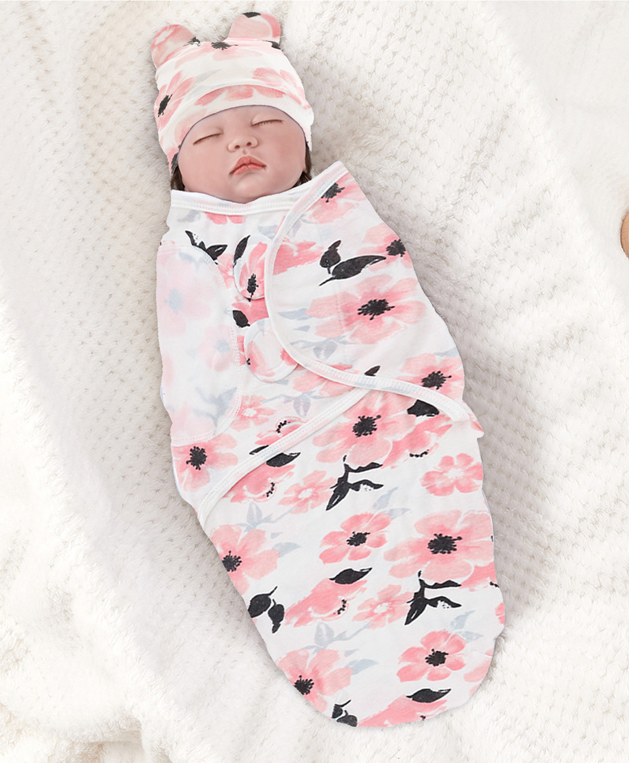 Baby Swaddle Wraps - Soft Cotton Swaddle Wrap, Organic Cotton Swaddle Wrap, Muslin Swaddle Wrap, Hooded Swaddle Wrap for Newborns - Comfortable, Breathable, and Safe Set Of 1-(Toddler Flower Design)-image-2