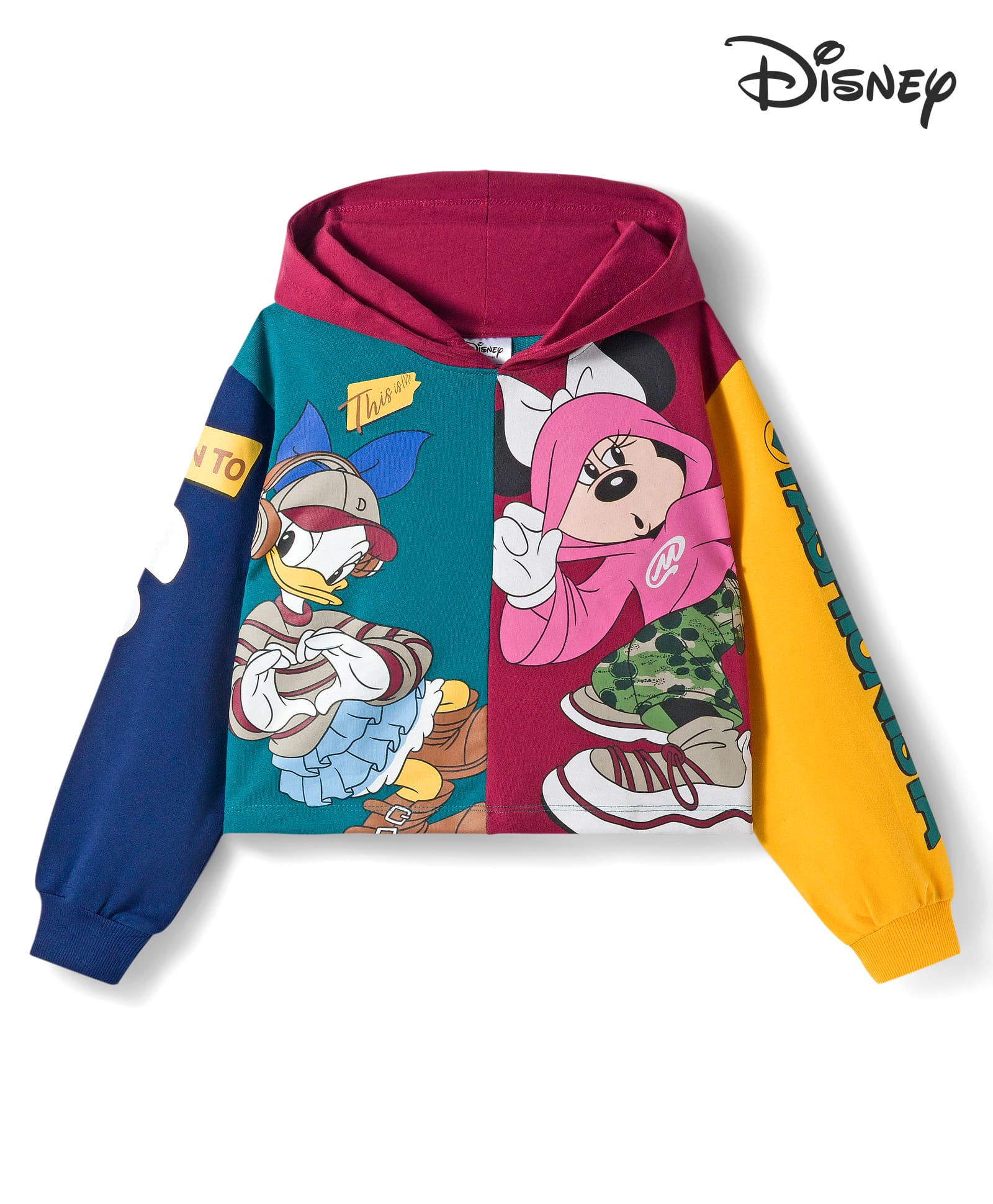 Pine Kids Disney Terry Knit Full Sleeves Hooded Sweatshirt With Minnie & Friends Graphics - Multicolor-picture-19