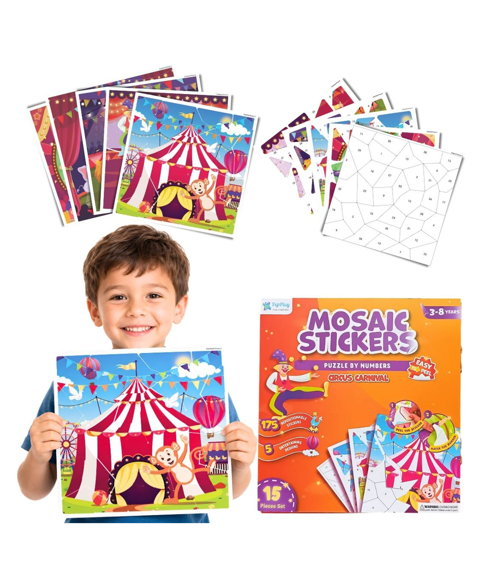 PepPlay Mosaic Stickers Puzzle By Numbers - Circus Carnival-picture-14