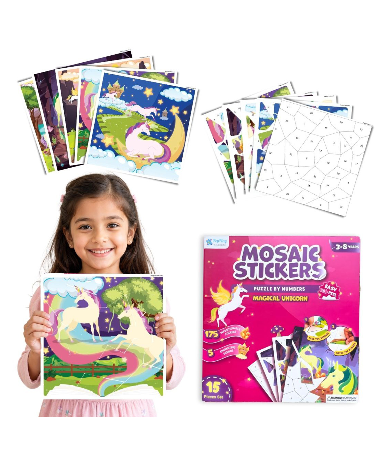 PepPlay Mosaic Stickers Puzzle By Numbers - Magical Unicorn-image-40