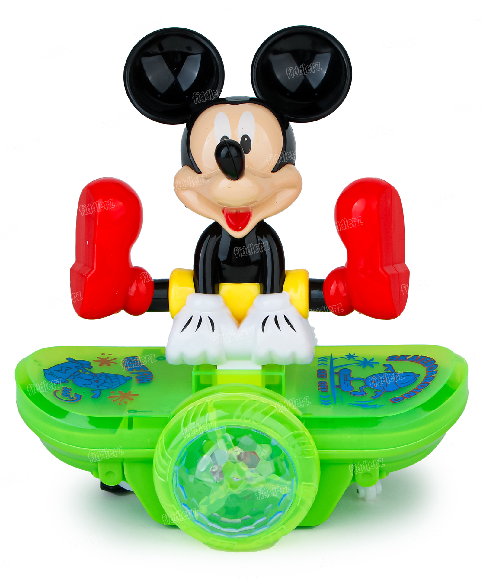 Fiddlerz Musical Mickey Skateboard Toy with Lights and Sound Electric Universal Wheel Movement and Colorful Rotating Light Fun Activity Toy for Kids 3+-image-3