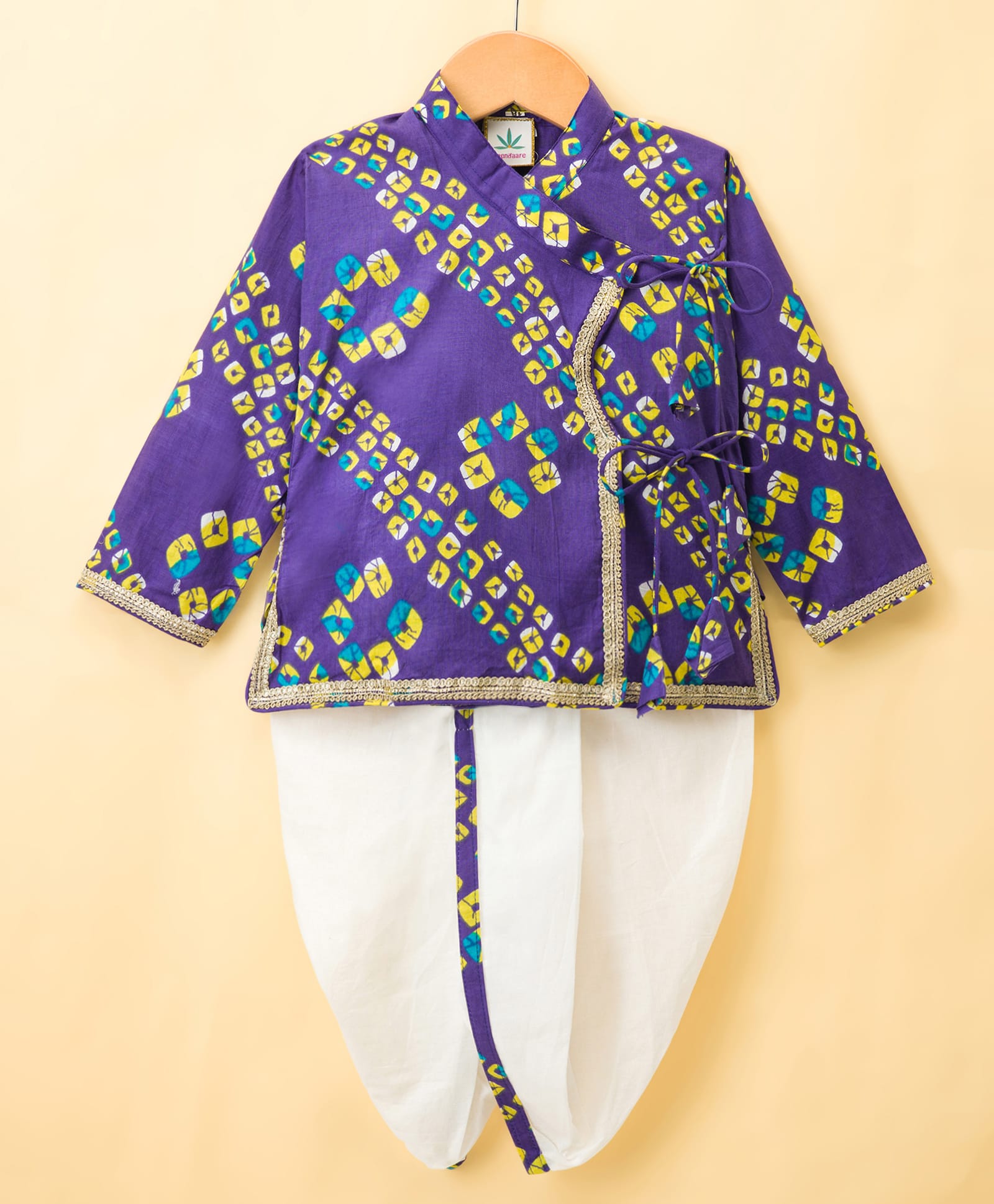 Teentaare Cotton Woven Full Sleeves Kurta Dhoti Set with Motif Print - Royal Blue-picture-10