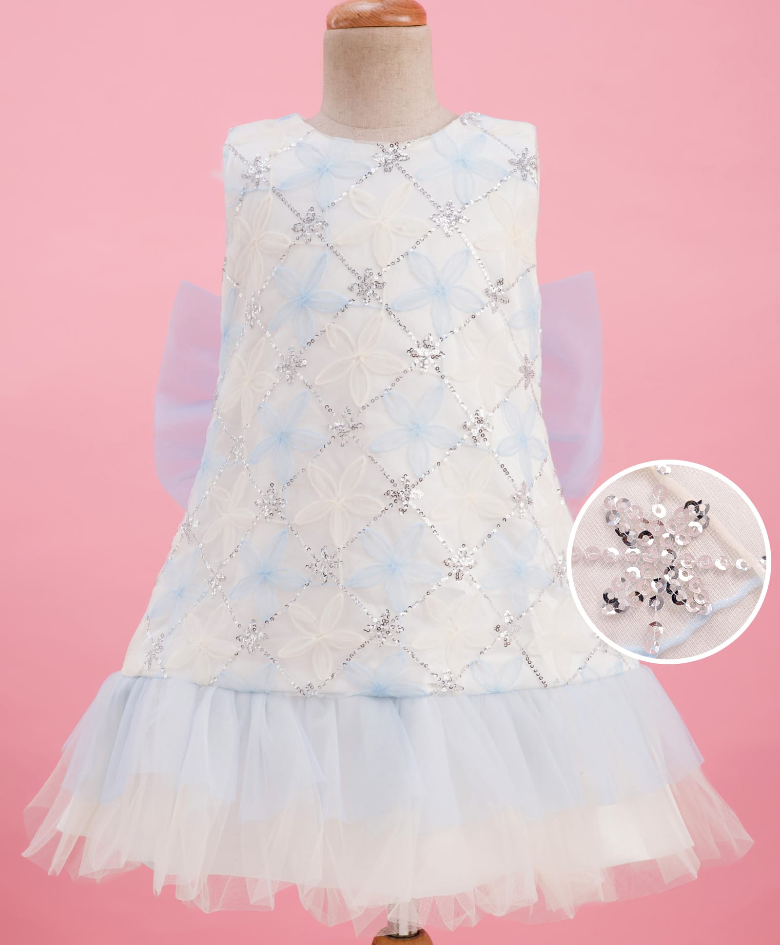 Mark & Mia Sleeveless Sequins Detailing A-Line Party Dress with Bow at the Back - Sky Blue-picture-15