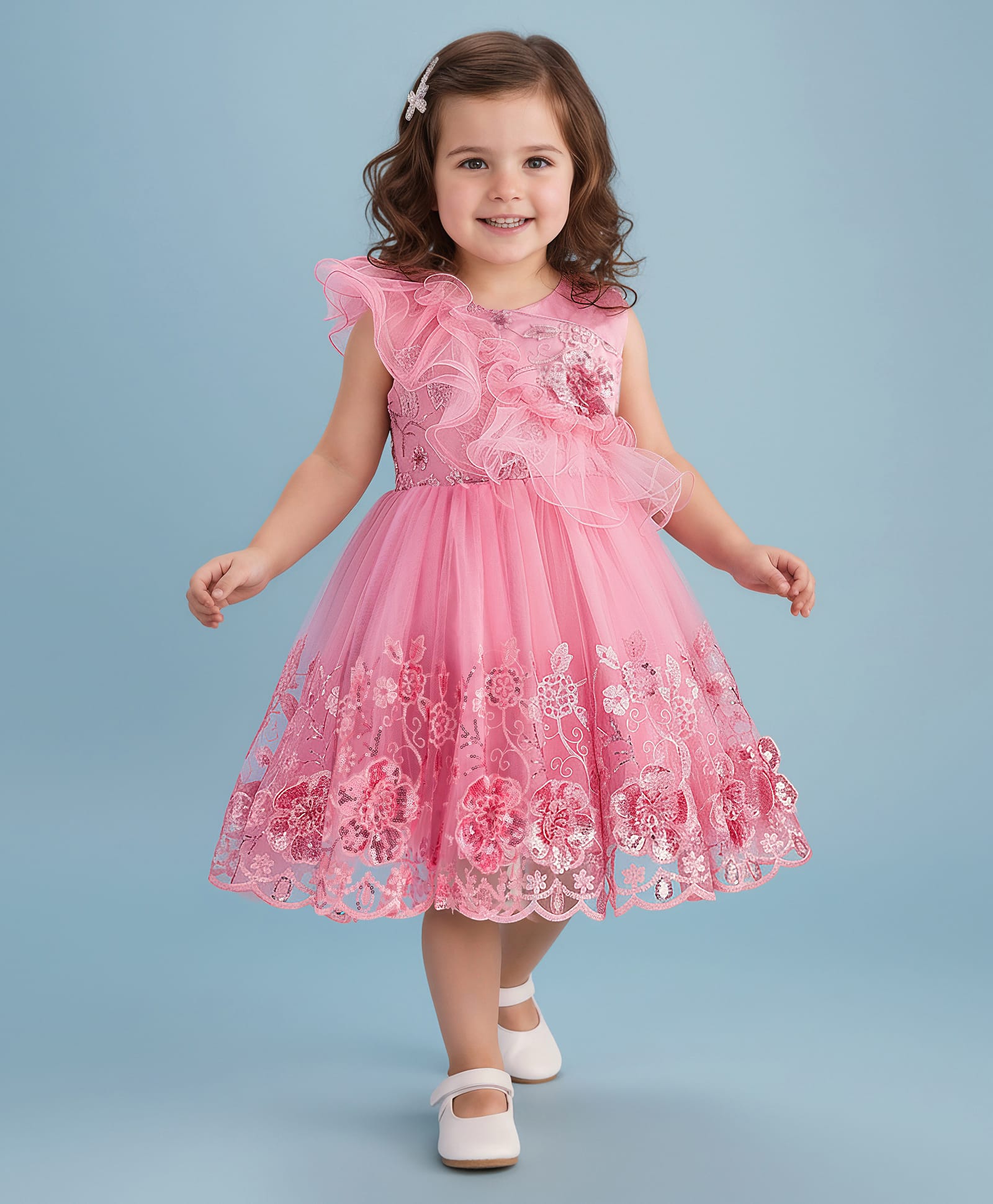 Mark & Mia Woven Sleeveless Party Dress with Embroidery & Sequin Detailing - Pink-picture-32