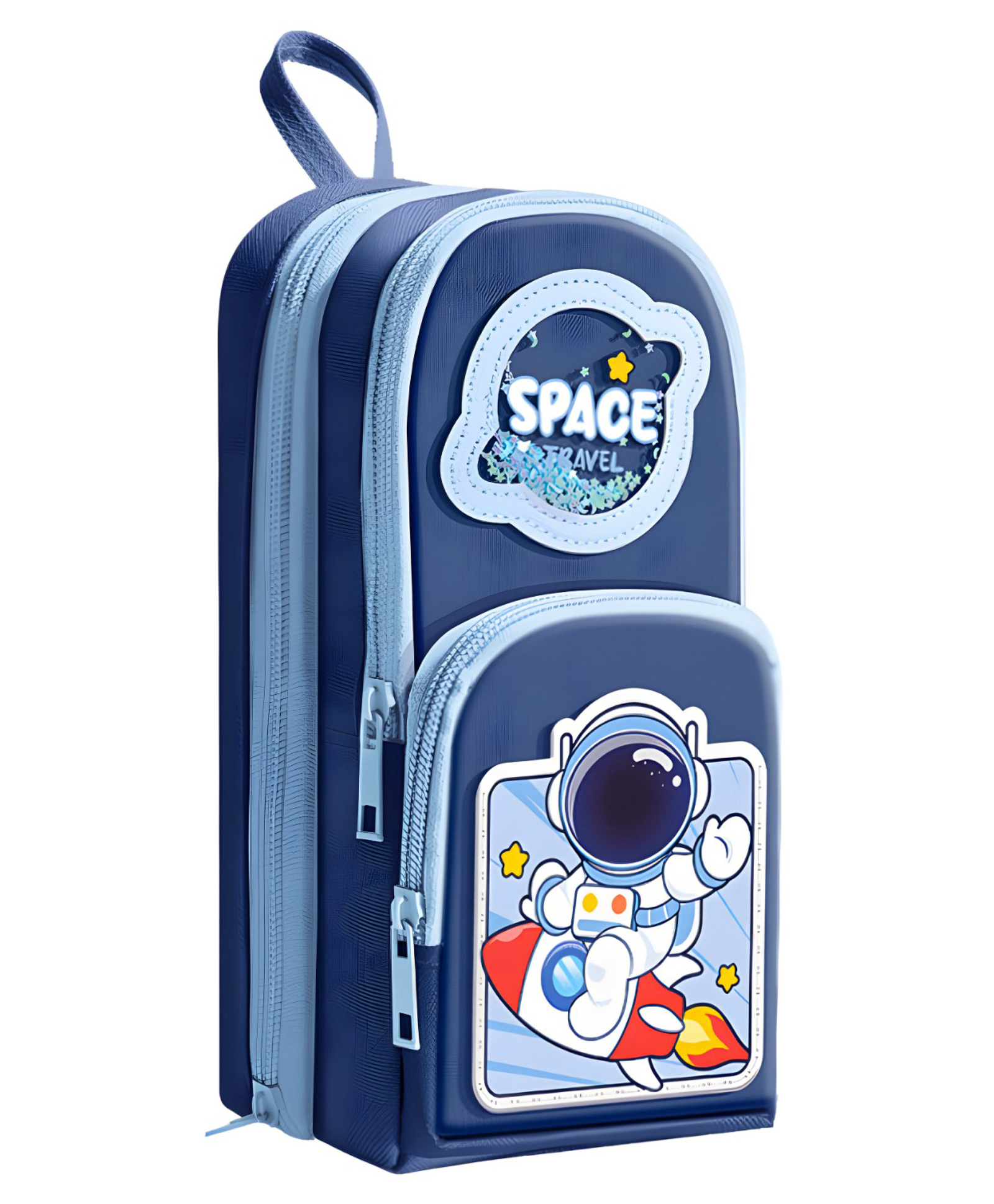 SCHOOLISH Kawaii Space Theme Pencil Case Aesthetic Pencil Case, Large Capacity Pen Pencil Pouch Multifunctional Stationery Organizer for School, Office- PACK OF 1- COLOR BLUE-picture-22