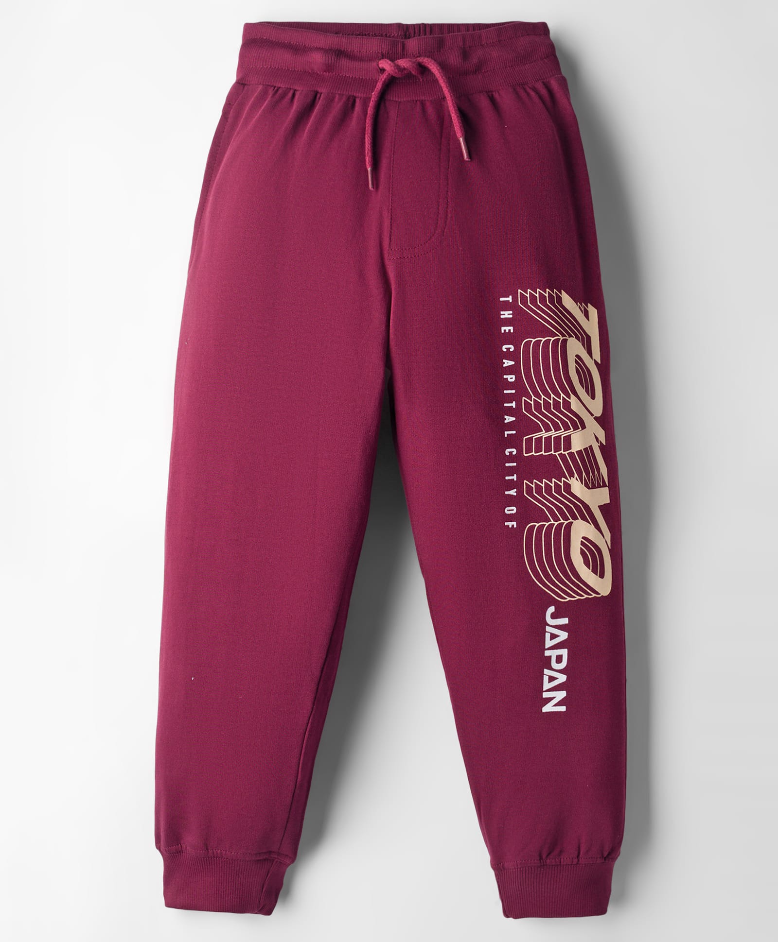 Taeko Looper Knit Full Length Lounge Pant With Text Print - Burgandy-picture-27