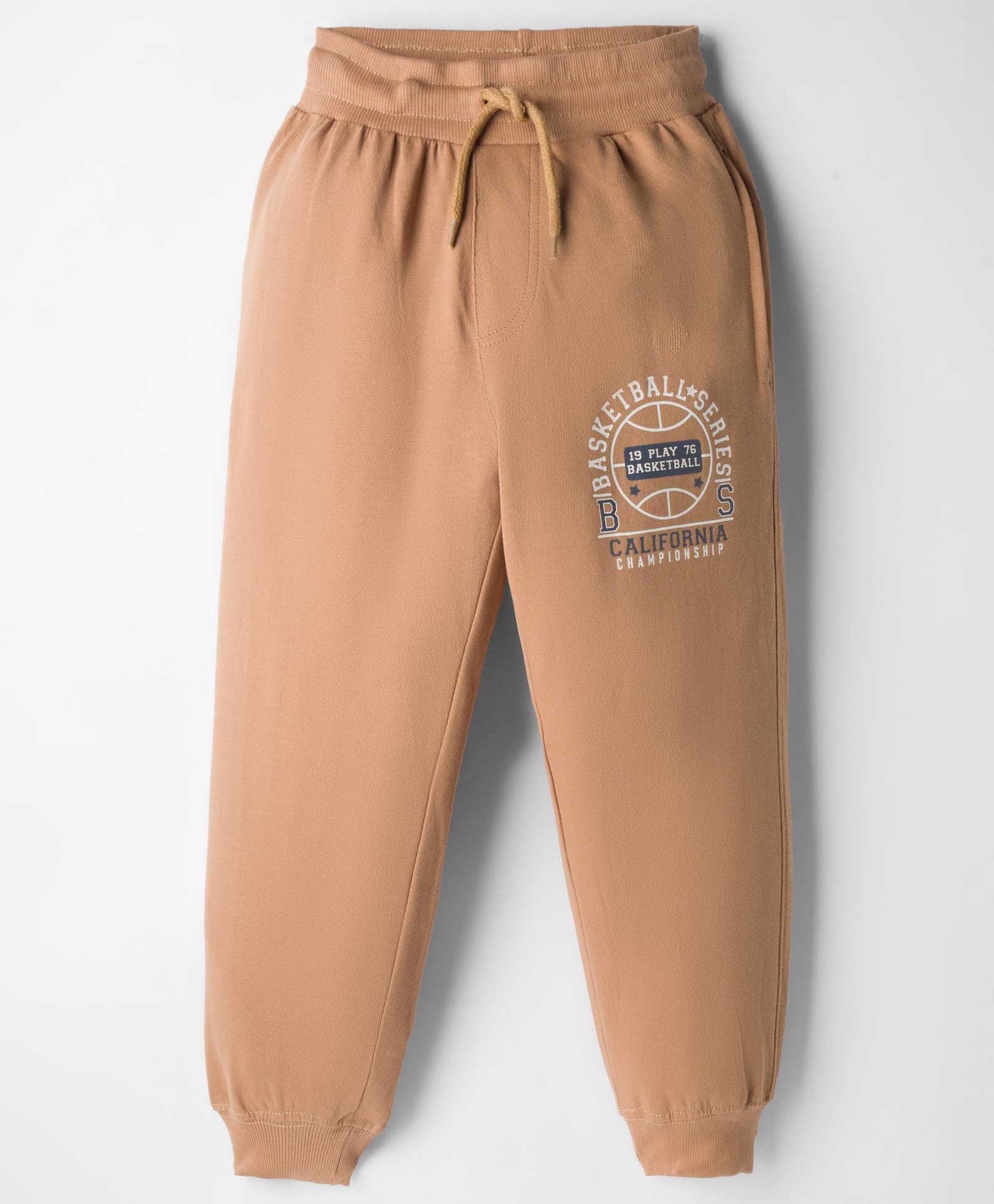 Taeko Looper Knit Full Length Lounge Pant with Basketball Print - Tan-picture-10