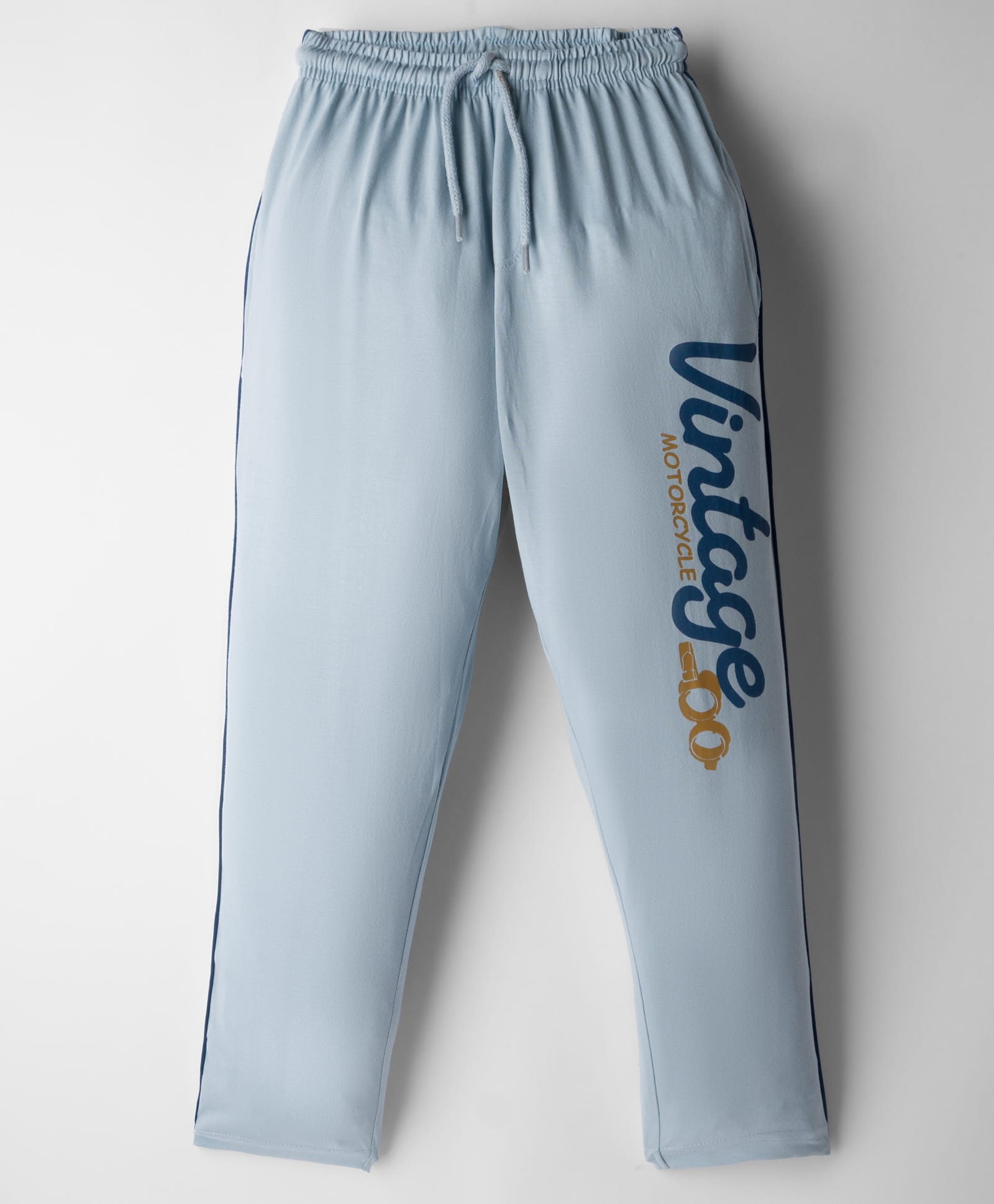 Taeko Single Jersey Knit Full Length Lounge Pant with Vintage Print - Light Blue-picture-14