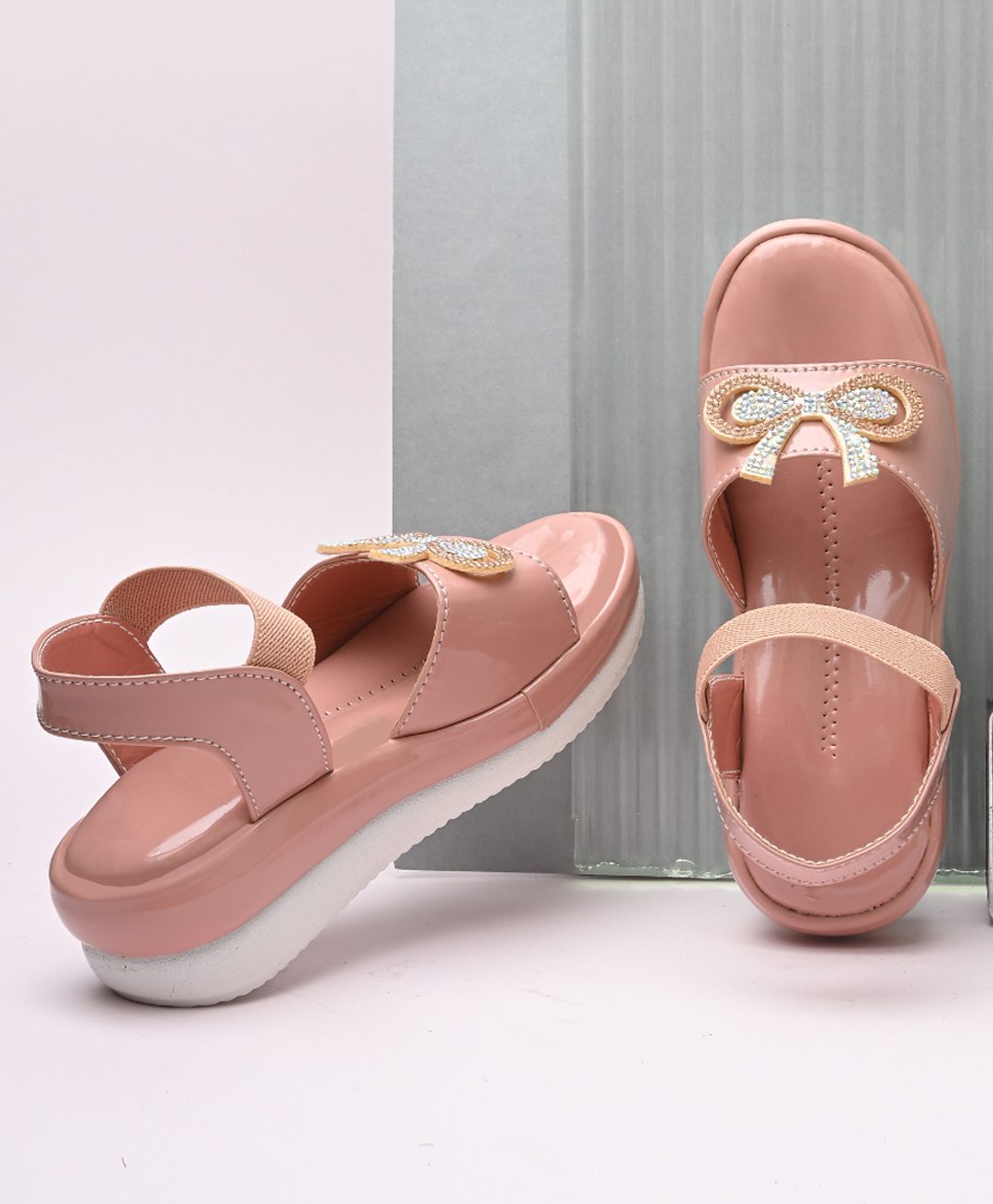 Stefens Stones Embellished Bow Applique Detailed Sandals - Pink-picture-44
