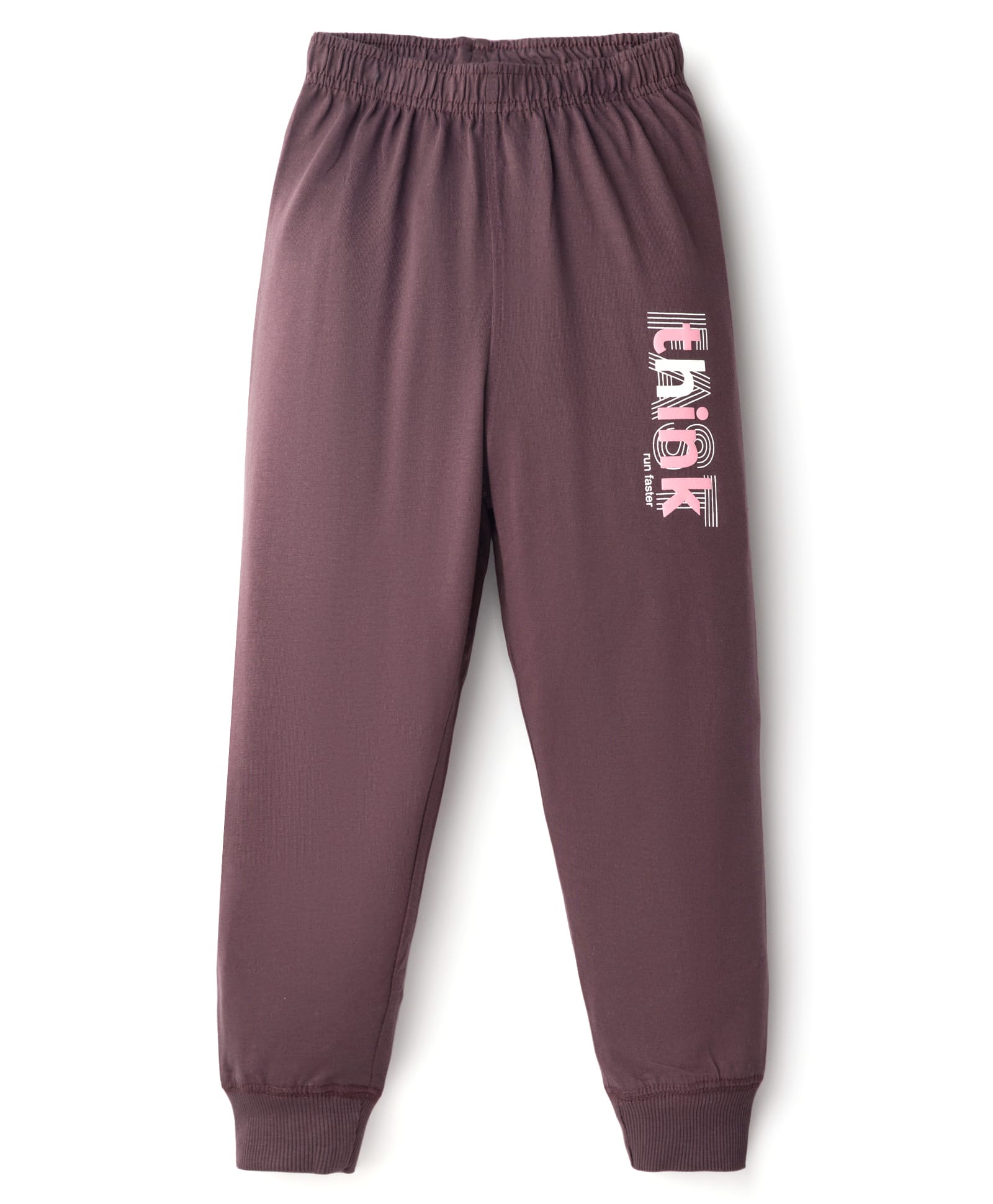 Doreme Single Jersey Knit Full Length Lounge Pants with Text Print - Plum-image-40