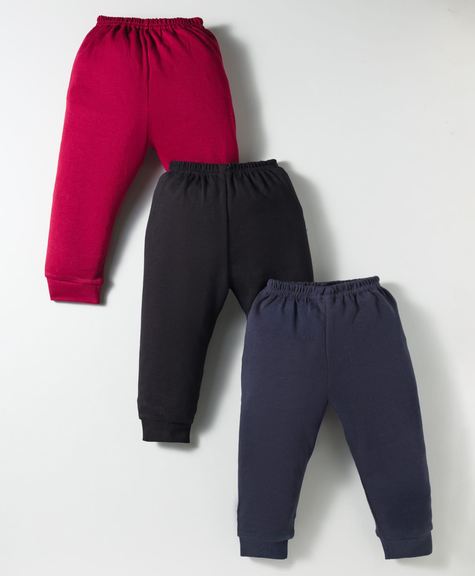 Zero Interlock Knit Full Length Solid Lounge Pants Pack of 3 - Black Red & Navy Blue-picture-25