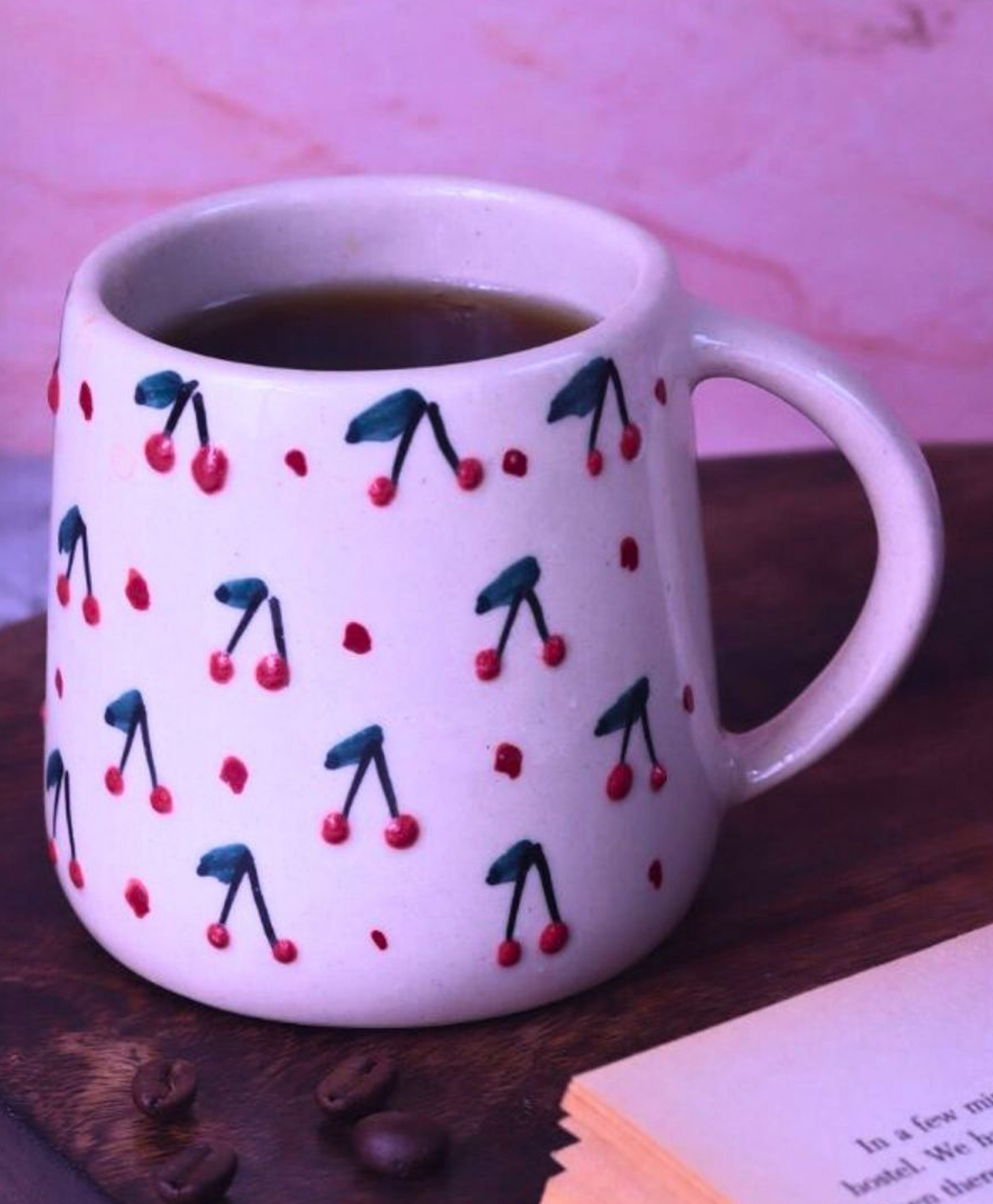 WEAVING HOMES Cherry Embrossed Mug With beautiful White Color Drinkware Mug 250 ml-image-21