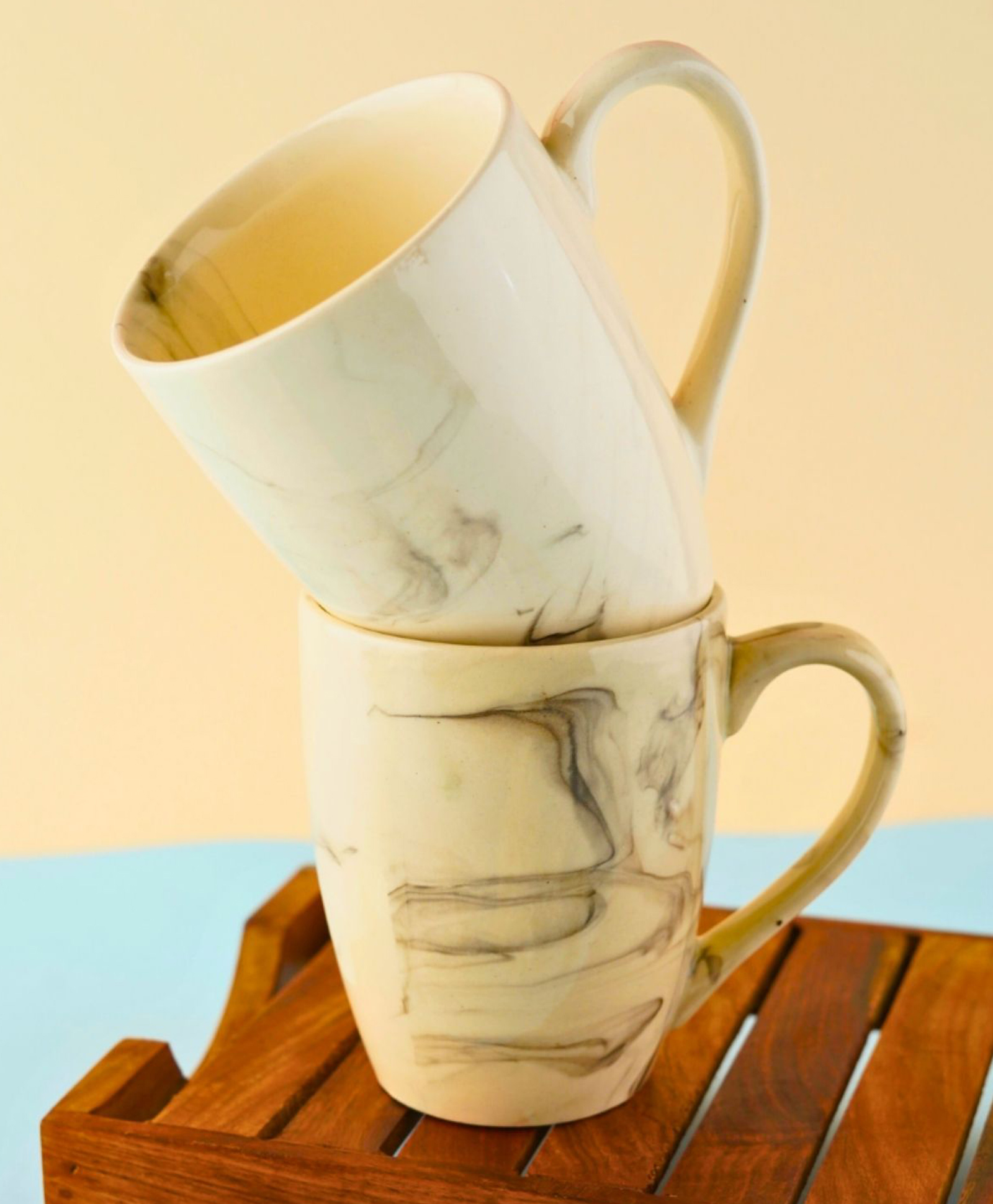 WEAVING HOMES Black Marble Coffee Mug - Set of two With beautiful White Color Drinkware Mug 250 ml-image-1