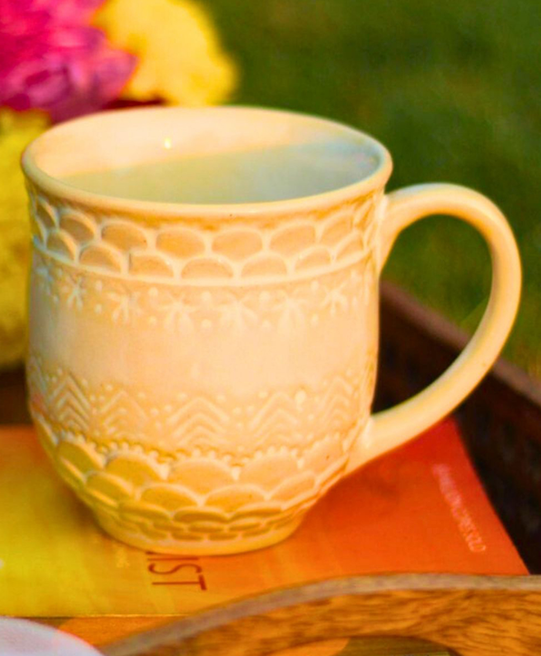 WEAVING HOMES Pearl White Textured Coffee Mug With beautiful White Color Drinkware Mug 250 ml-image-26