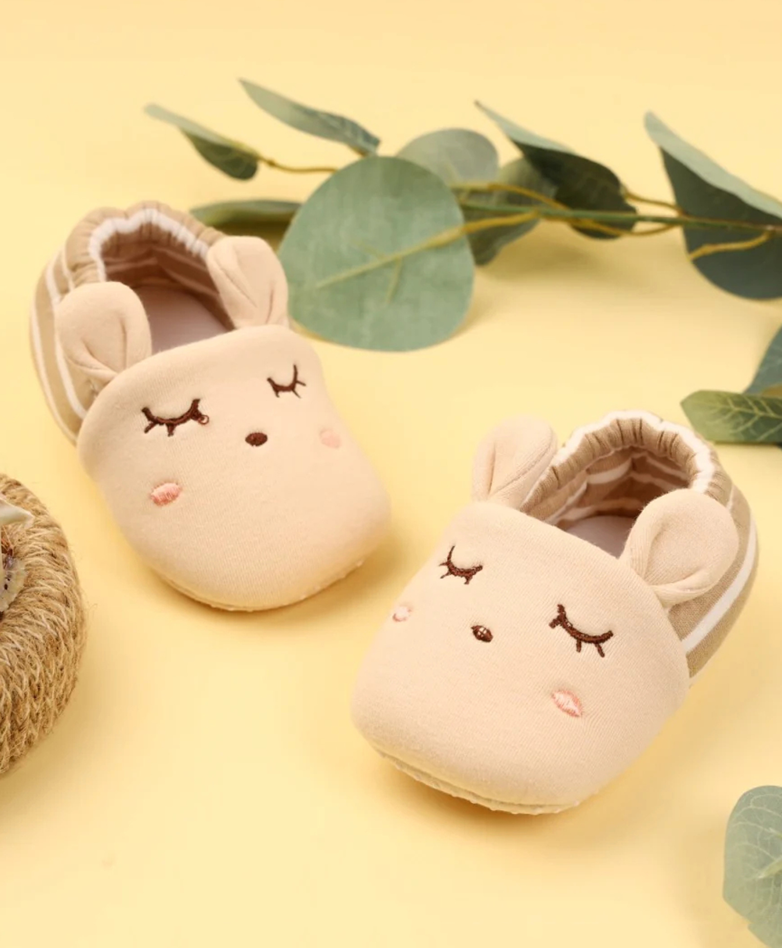 Kicks & Crawl Baby Animal Face Designed Booties - Peach-image-13