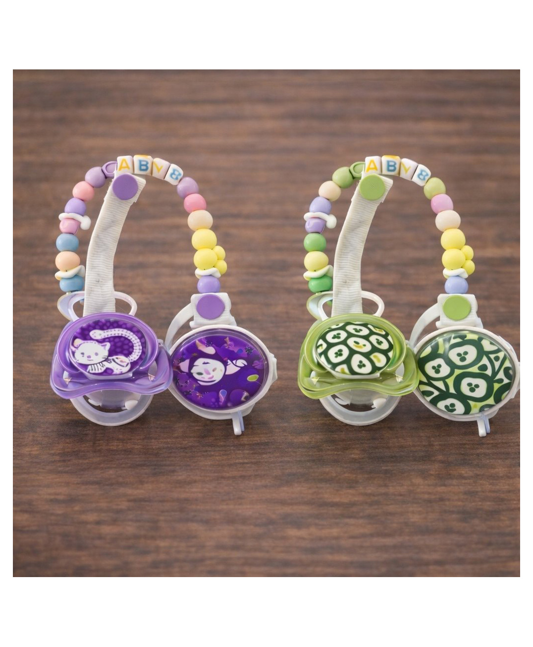 Badal Kidz Stylish Baby Pacifier with Clip Chain - Soft, Safe & BPA-Free (pack of 2)-Green & Grey-image-19