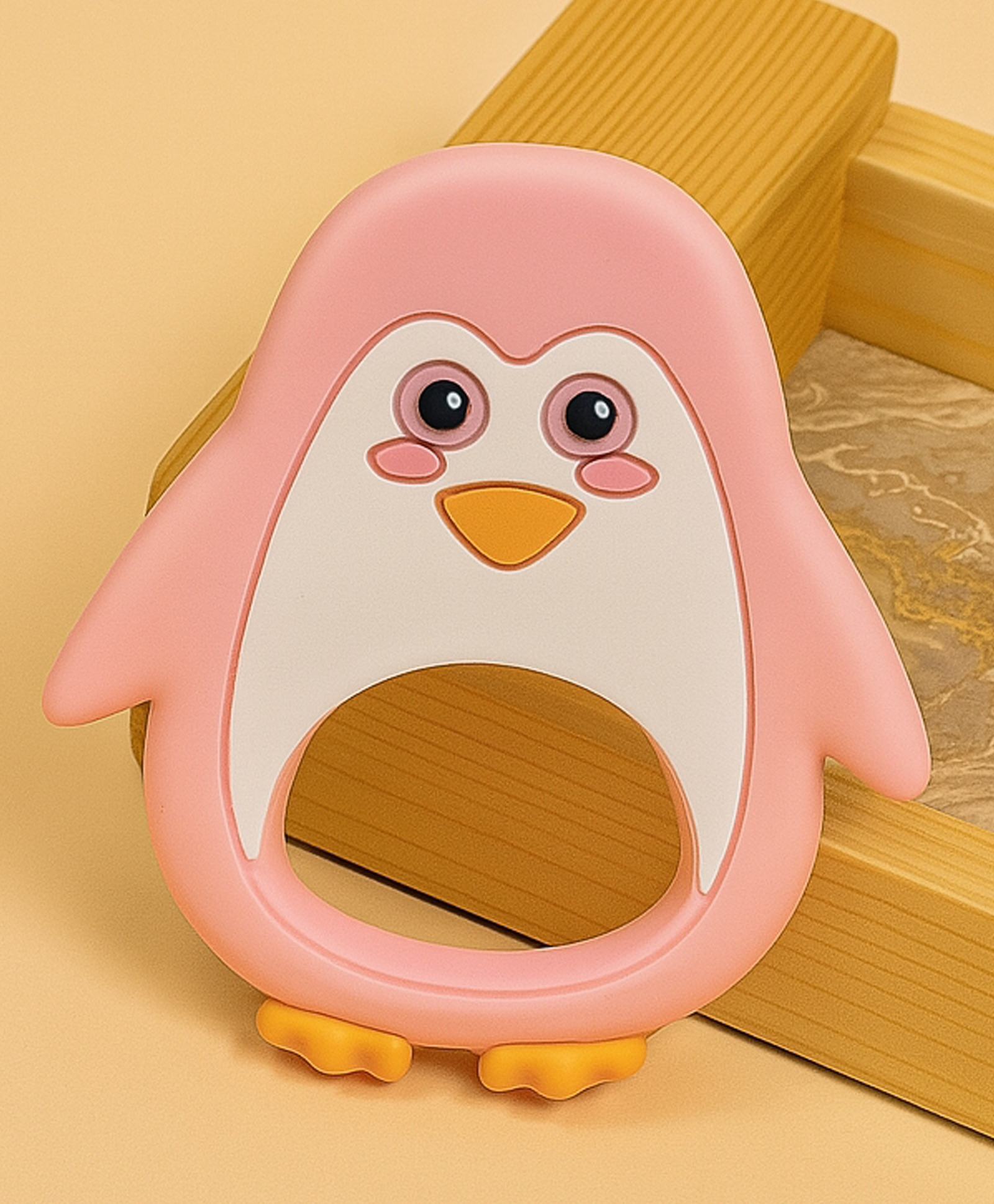 Badal Kidz Penguin Shape Silicone Teether , BPA Free & Safe for Babies (Pack of 1)- Pink-image-9