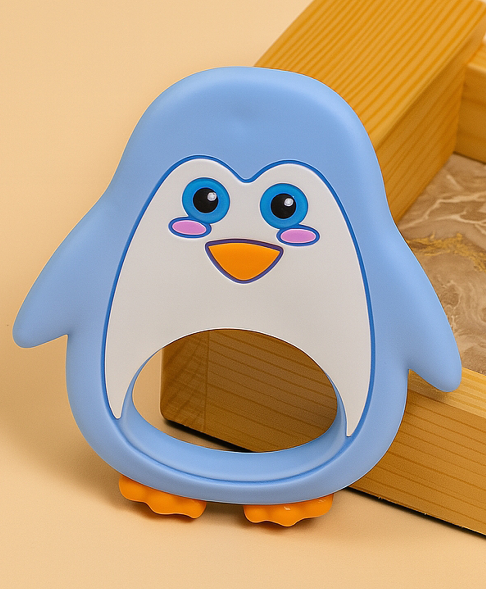 Badal Kidz Penguin Shape Silicone Teether , BPA Free & Safe for Babies (Pack of 1)- Blue-image-42