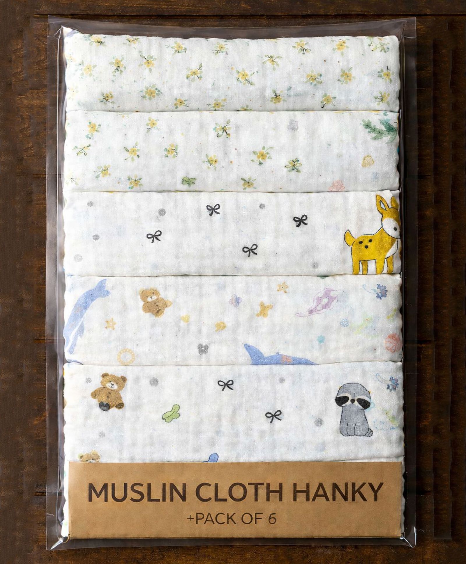 Badal Kidz Premium Muslin Baby Hanky - Ultra Soft, Absorbent, Multipurpose Cloth for Newborns & Infants Set of 6
