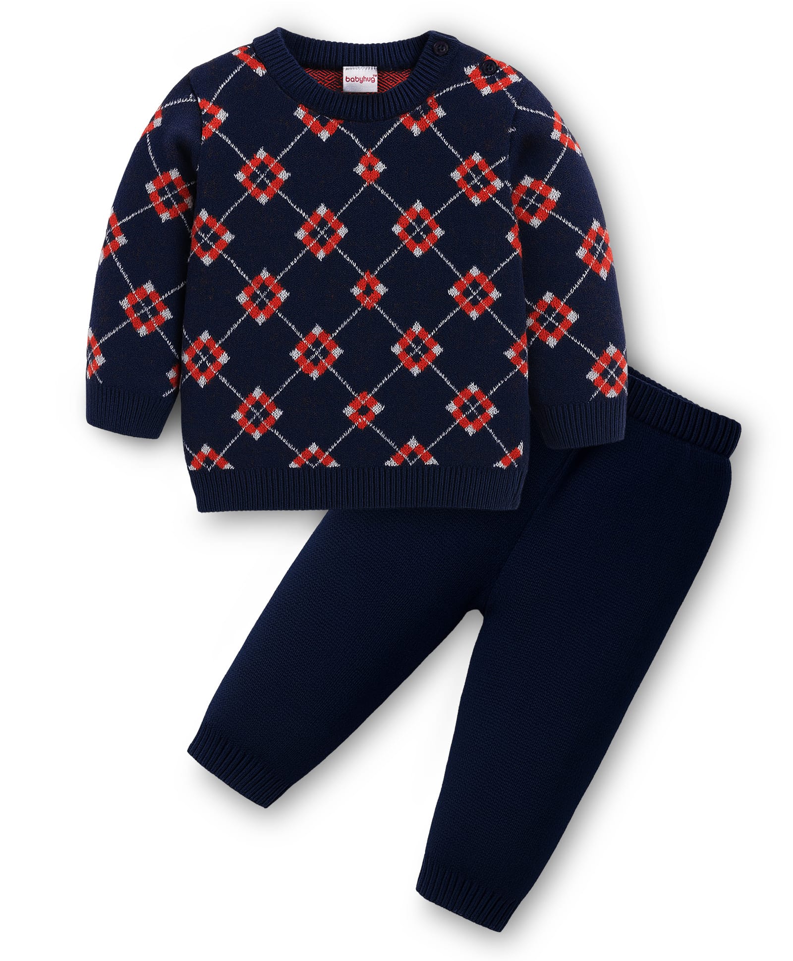 Babyhug Knit Full Sleeves Pullover Sweater Set - Navy Blue-image-13