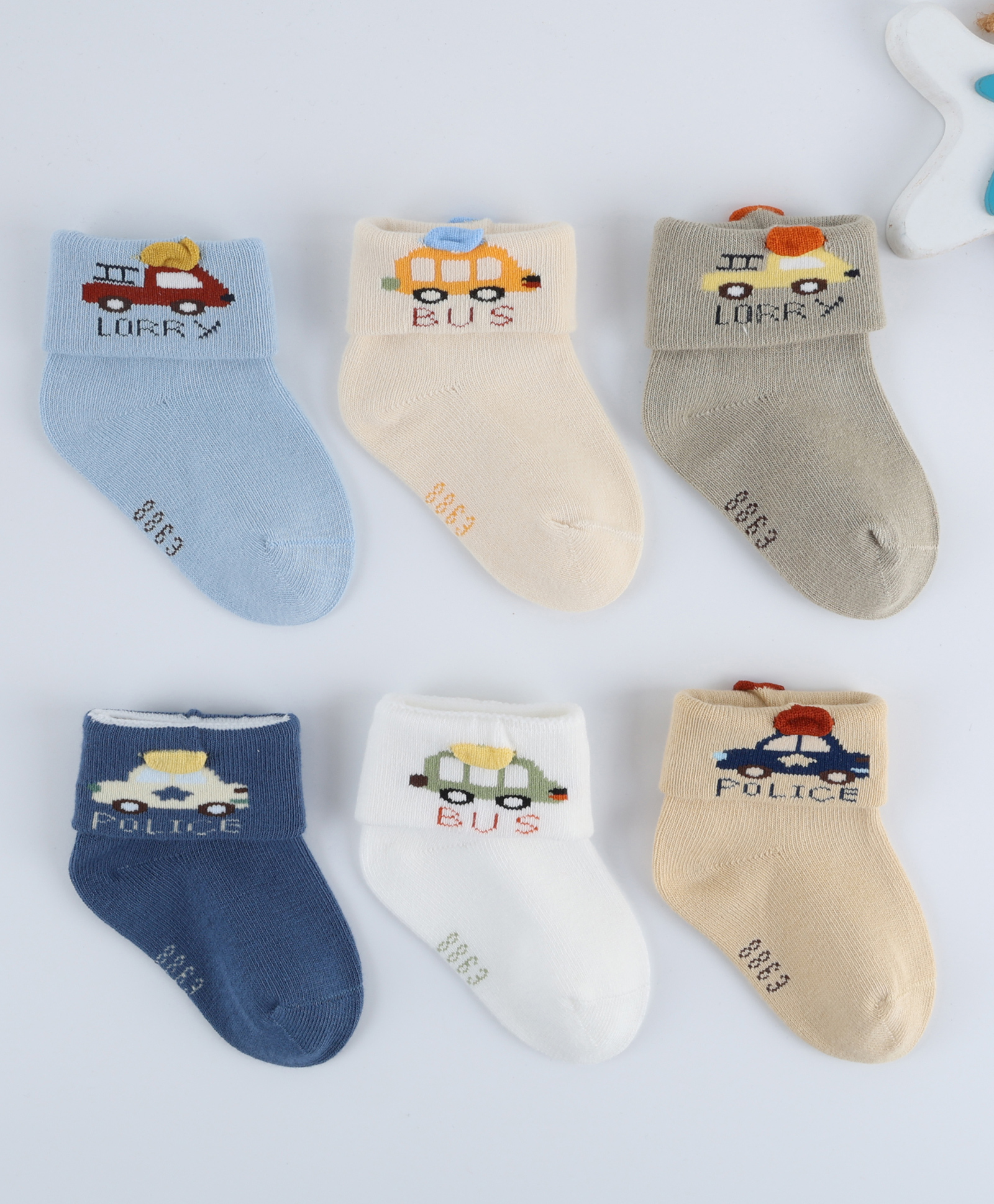 Kidofash Cotton Pack Of 6 Vehicles Designed Socks - Green-image-21