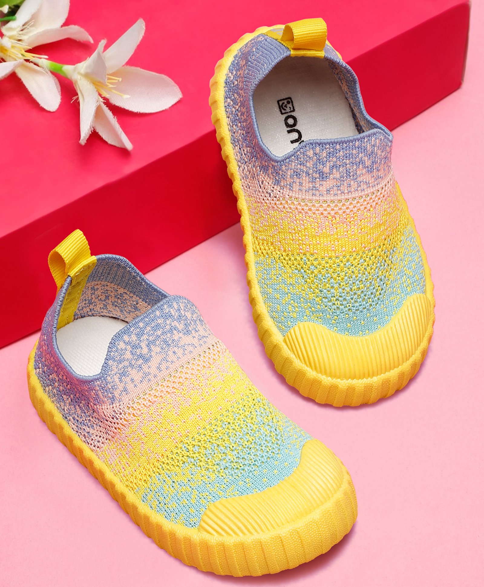 ONYC Mesh Detailed Colour Splash Designed Slip On Shoes - Yellow-image-8