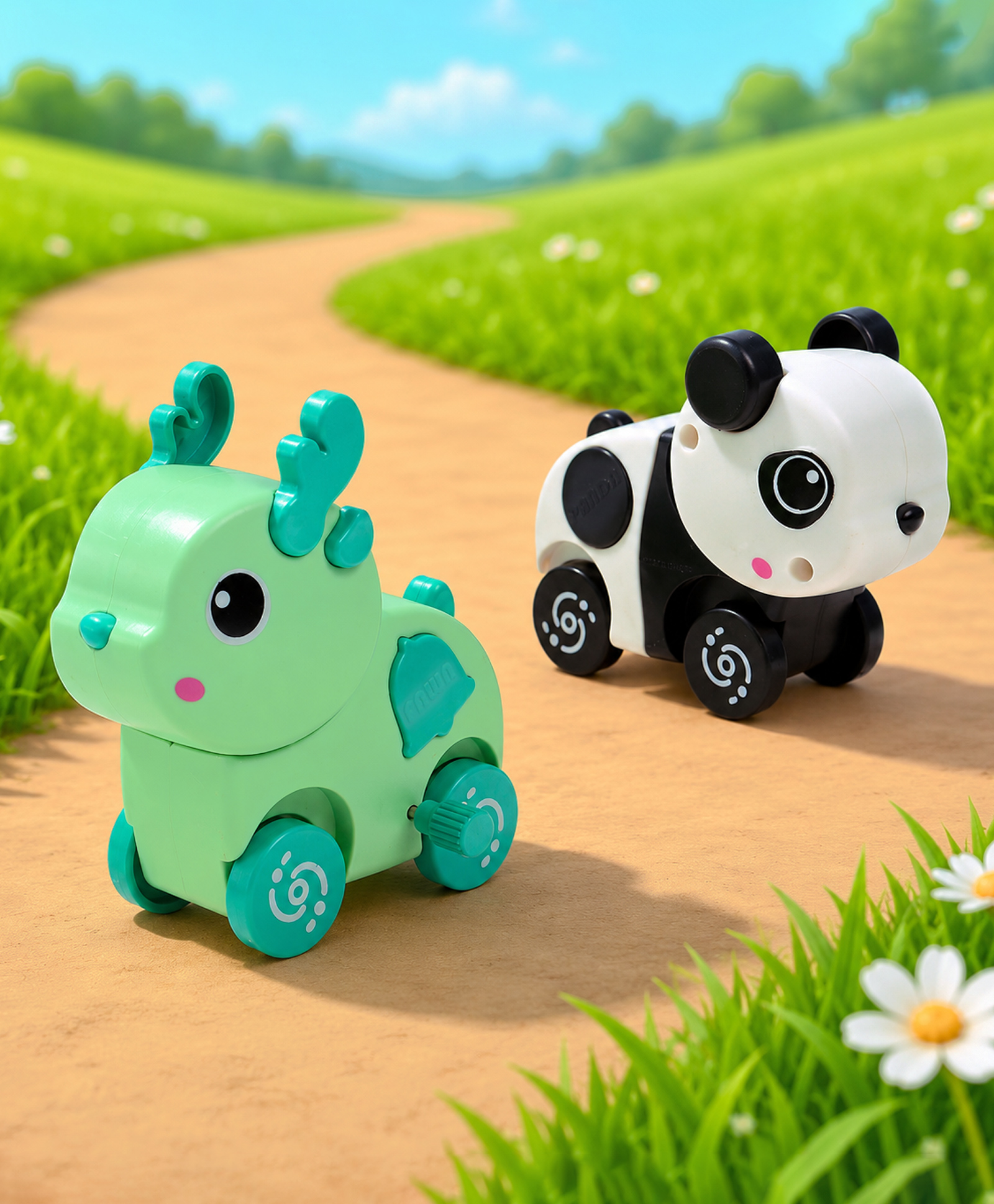 Babyhug Fawn & Panda Zoo Zoomers Adventure Duo Wind-Up Toy - Pack of 2| Fun and Interactive| Encourages Crawling| No Batteries Needed| BIS Certified| Toy for 18+ months| Safe, Durable & Engaging-image-6