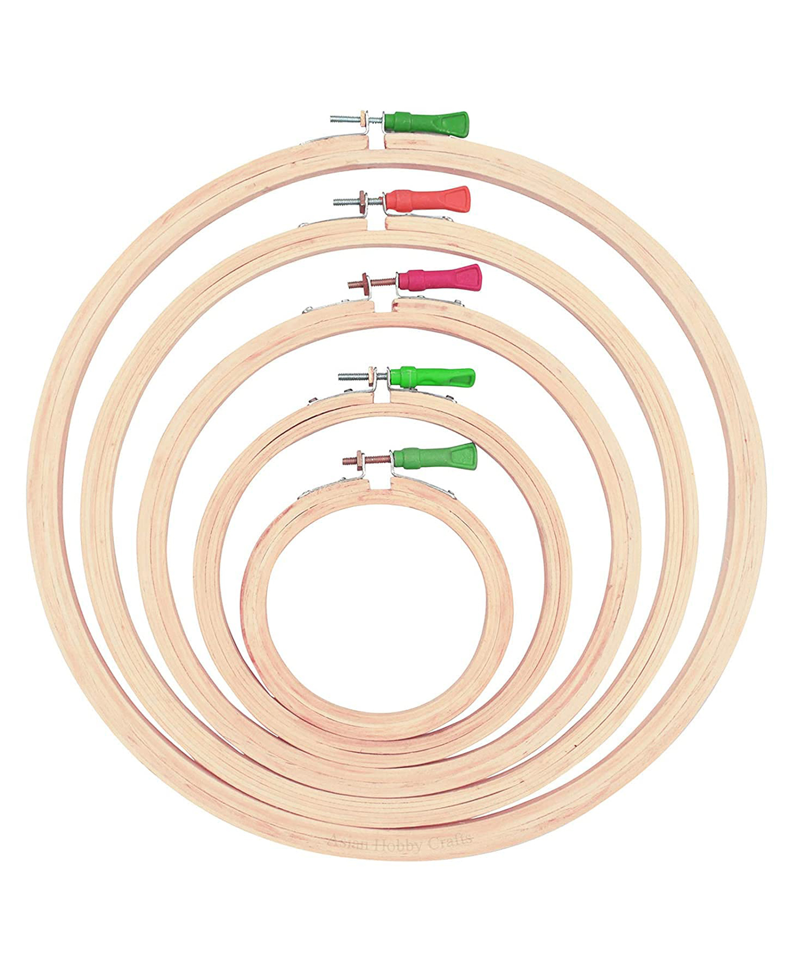 Asian Hobby Crafts 5 Pieces Wooden Embroidery Hoop Ring - Size -5, 6, 8, 10, 12 Inch-image-4