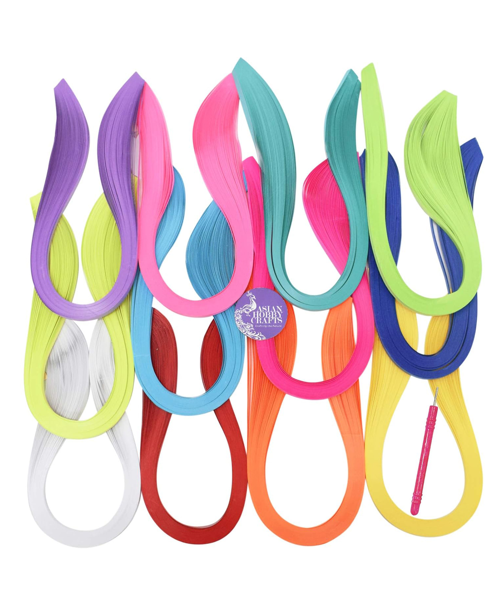 Asian Hobby Crafts Quilling Paper Strips, Multicolor, Pack of 1200 Strips, Size : 5mm Width-image-39