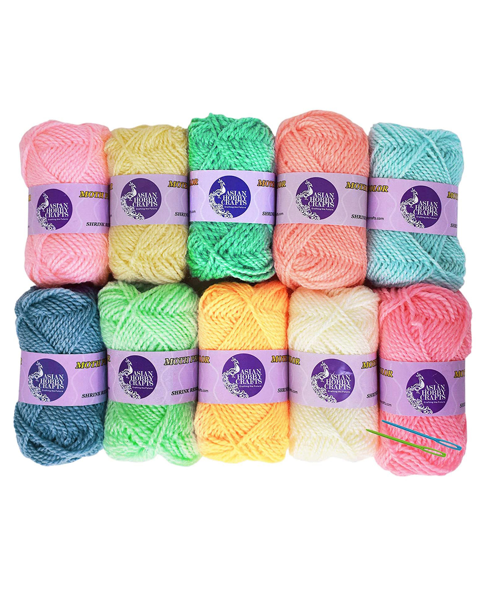 Asian Hobby Crafts Wool Yarn for Knitting, Multicolor- Set of 10-picture-14