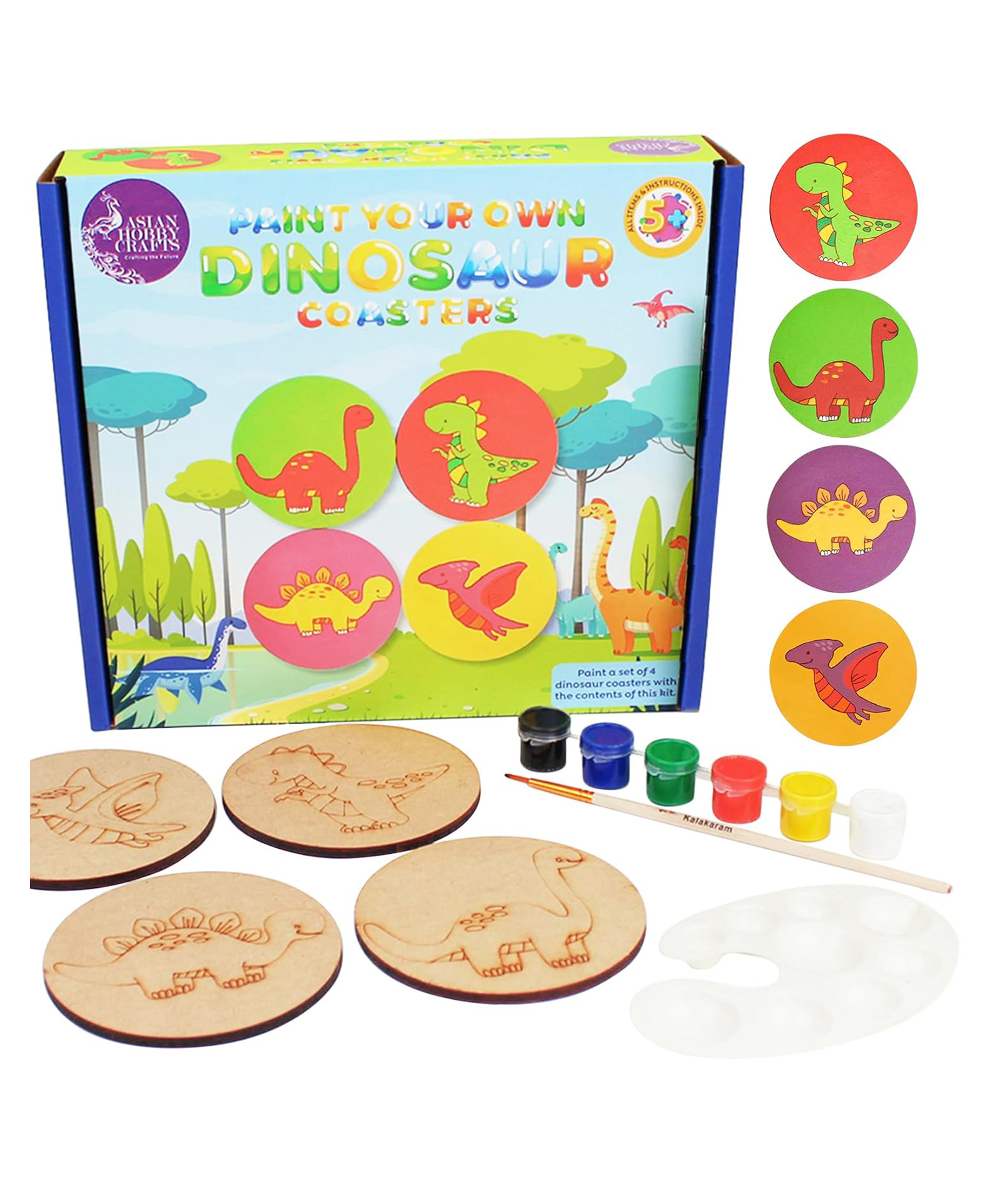 Asian Hobby Crafts DIY Dinosour Coaster Painting Kit - Multicolor-image-20