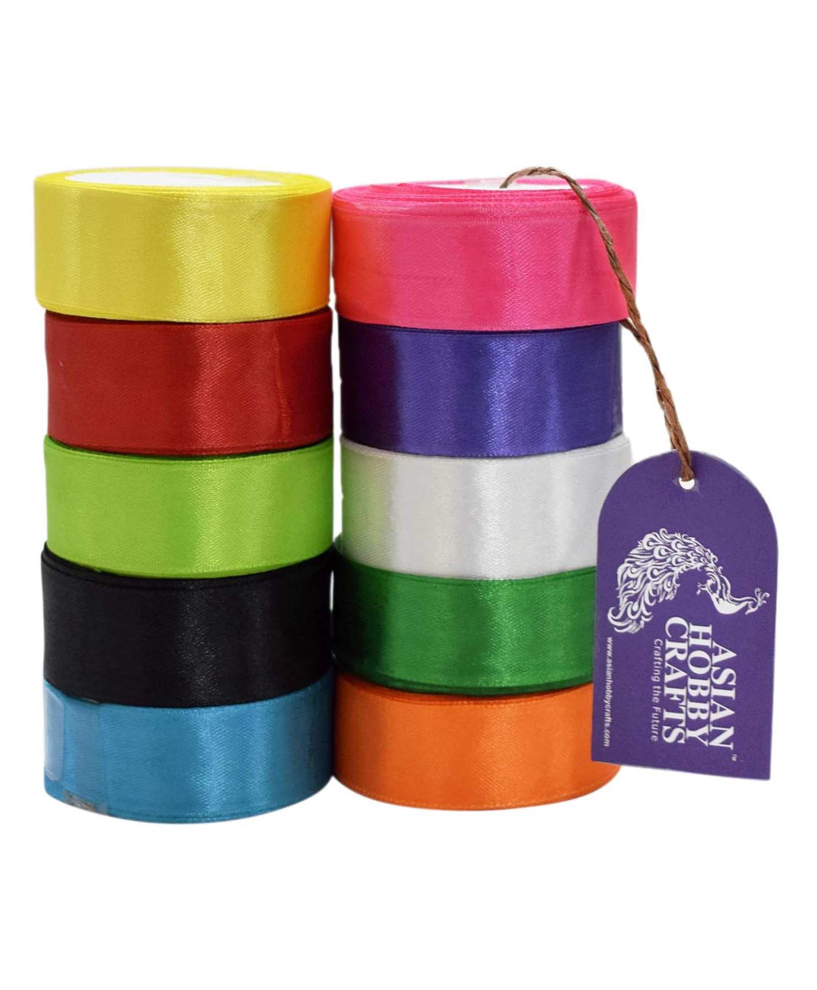 Asian Hobby Crafts Satin Ribbon - Multicolor, Set of 10 (Size :1 inch)-image-4
