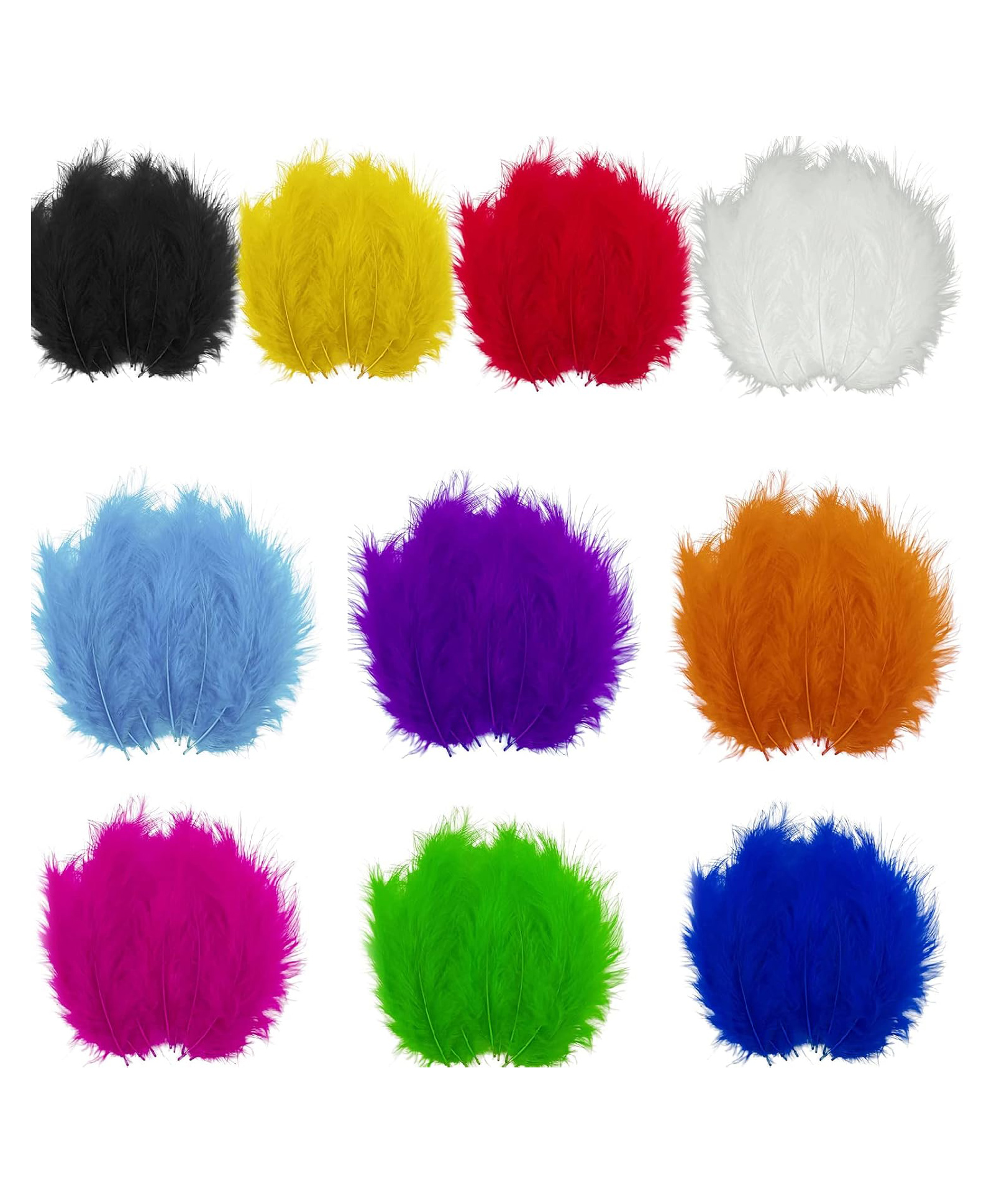 Asian Hobby Crafts Natural Dyed Feathers - Pack of 10 Colors, 250 Pieces-image-39