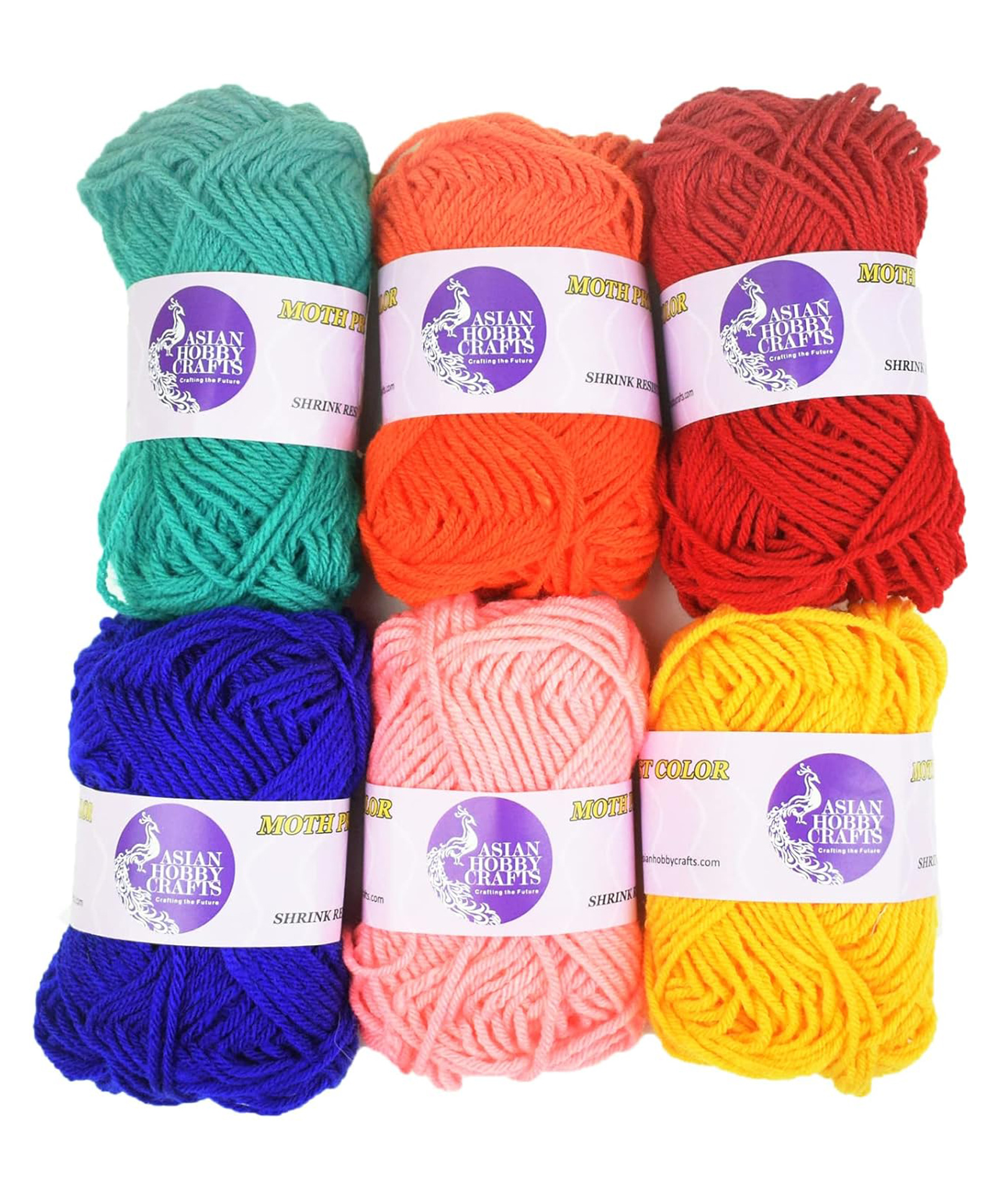 Asian Hobby Crafts Wool Yarn for Knitting - Set of 6 (Neon Set B)-picture-14