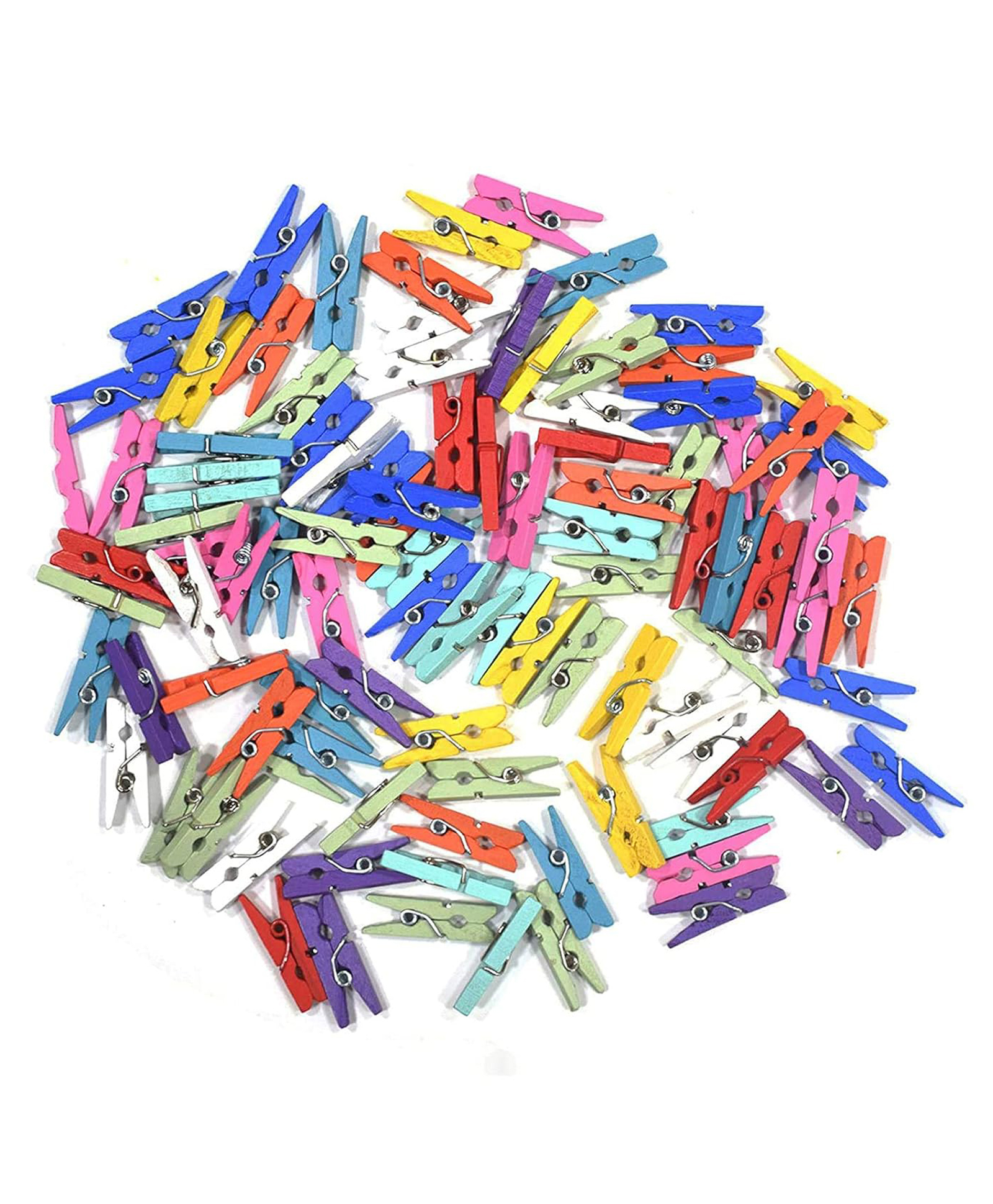 Asian Hobby Crafts Mini Wooden Clips - Multicolor, Pack of 100 Pcs, Size - 1 Inch-image-39