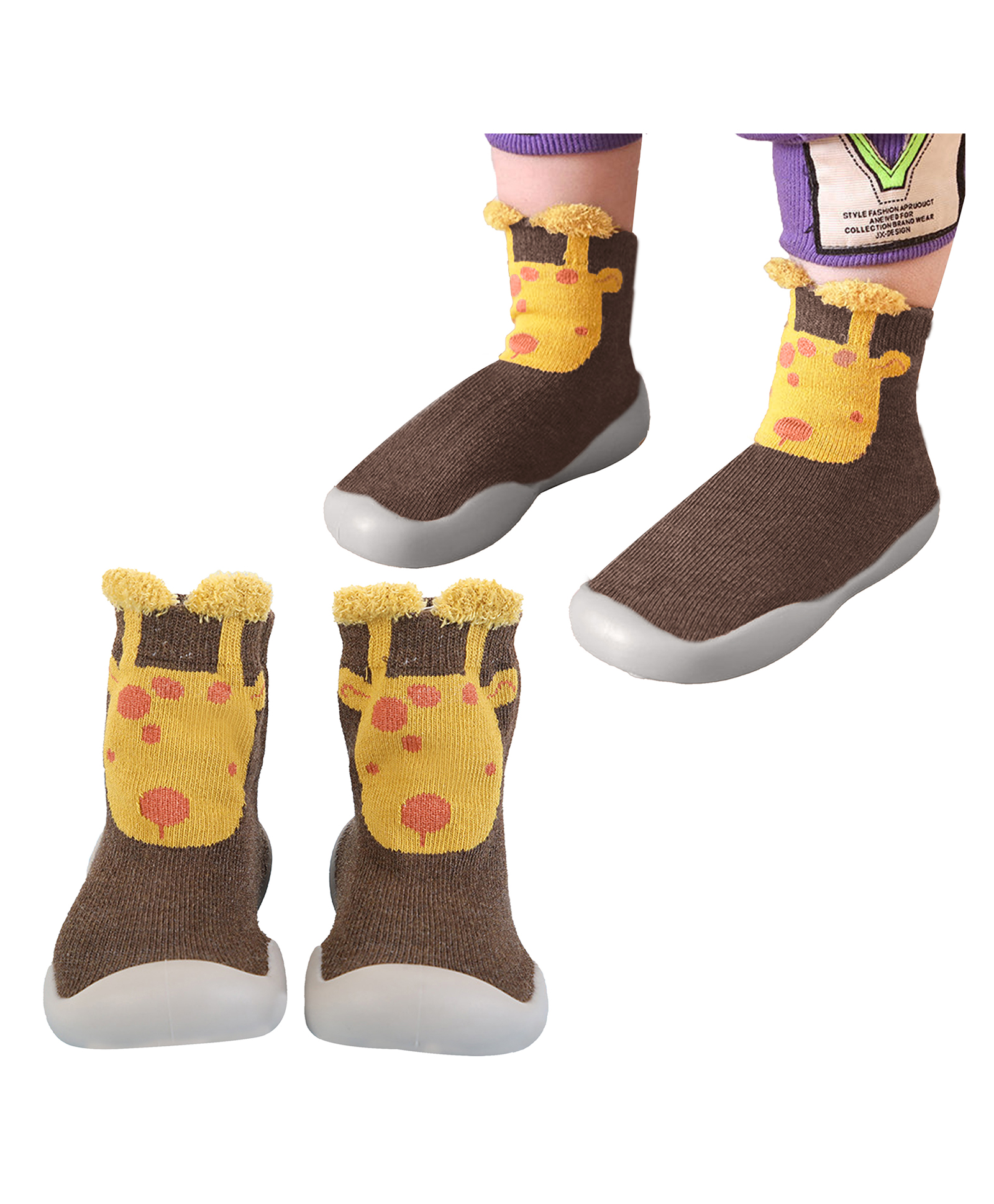 Bembika Giraffe Face Designed Applique Detailed Socks Shoe - Brown-picture-26