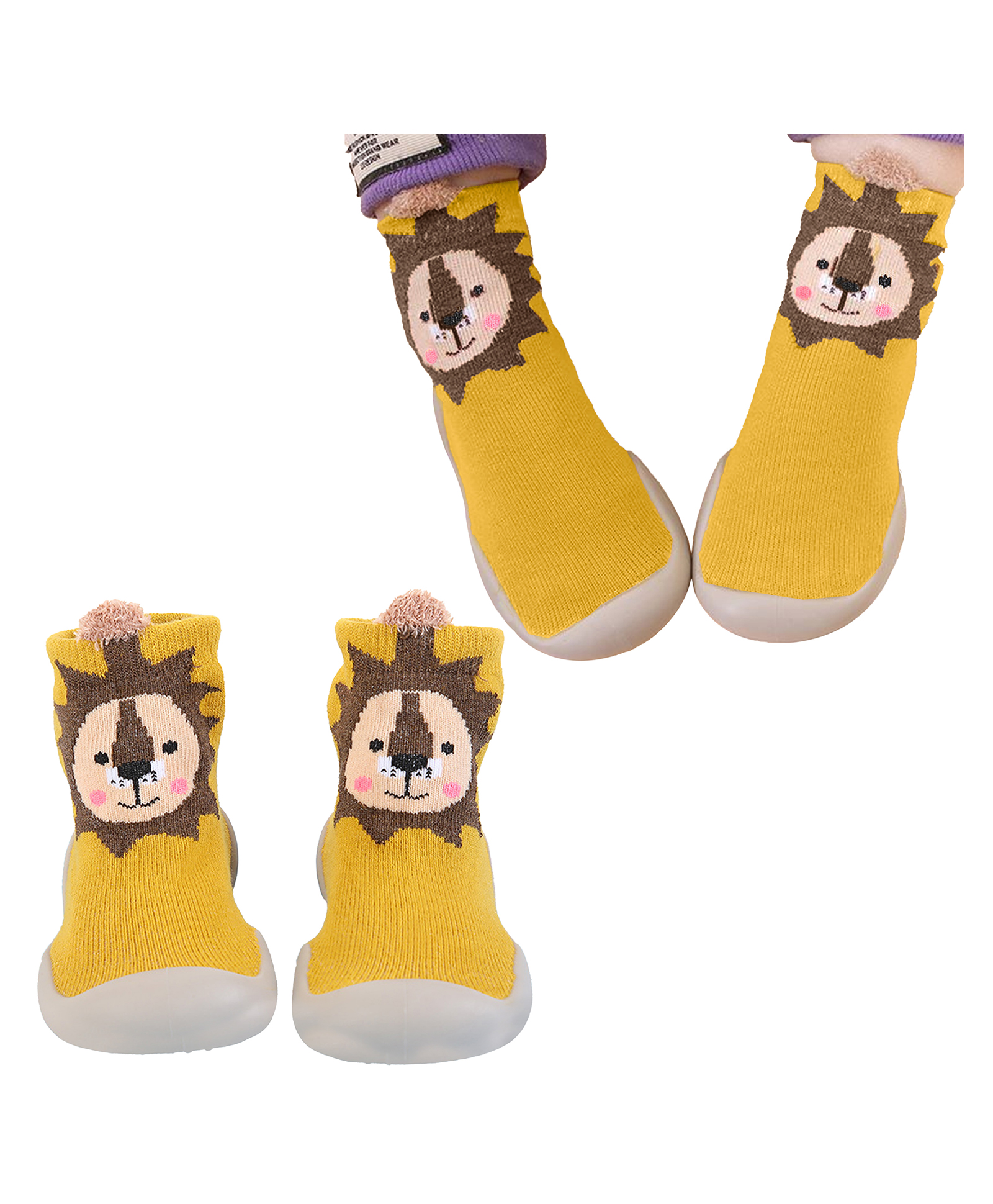 Bembika Lion Face Designed Applique Detailed Socks Shoe - Yellow-picture-19
