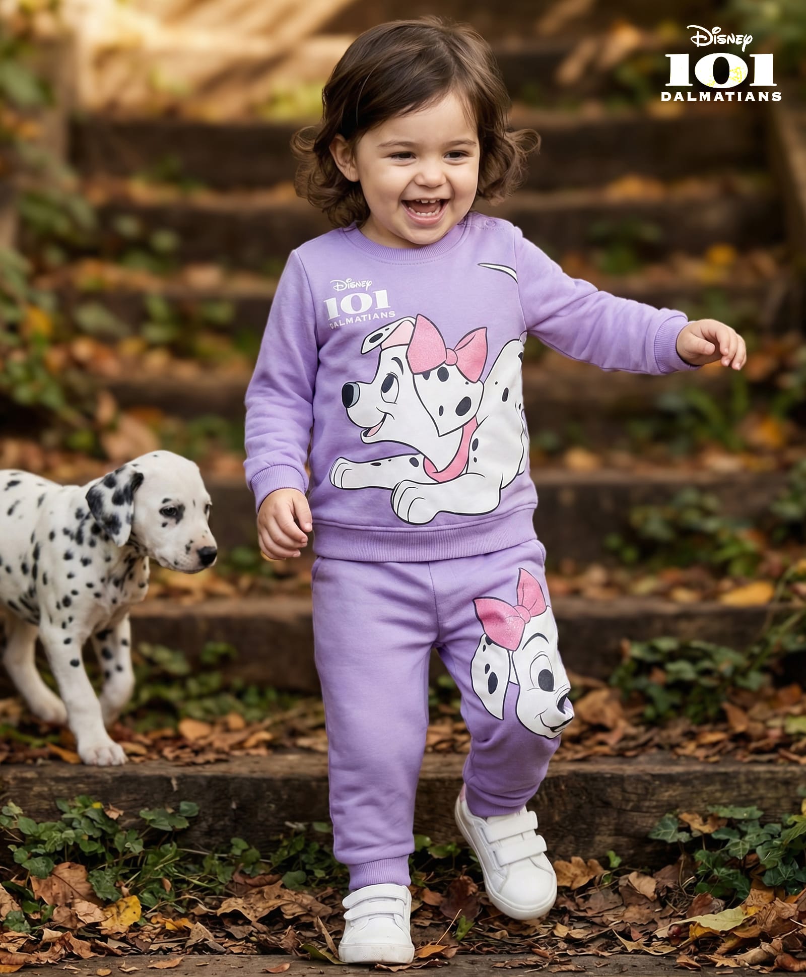 Babyoye Disney Terry Knit Full Sleeves Sweatshirt and Track Pant with 101 Dalmatians Graphic - Lavender-picture-38