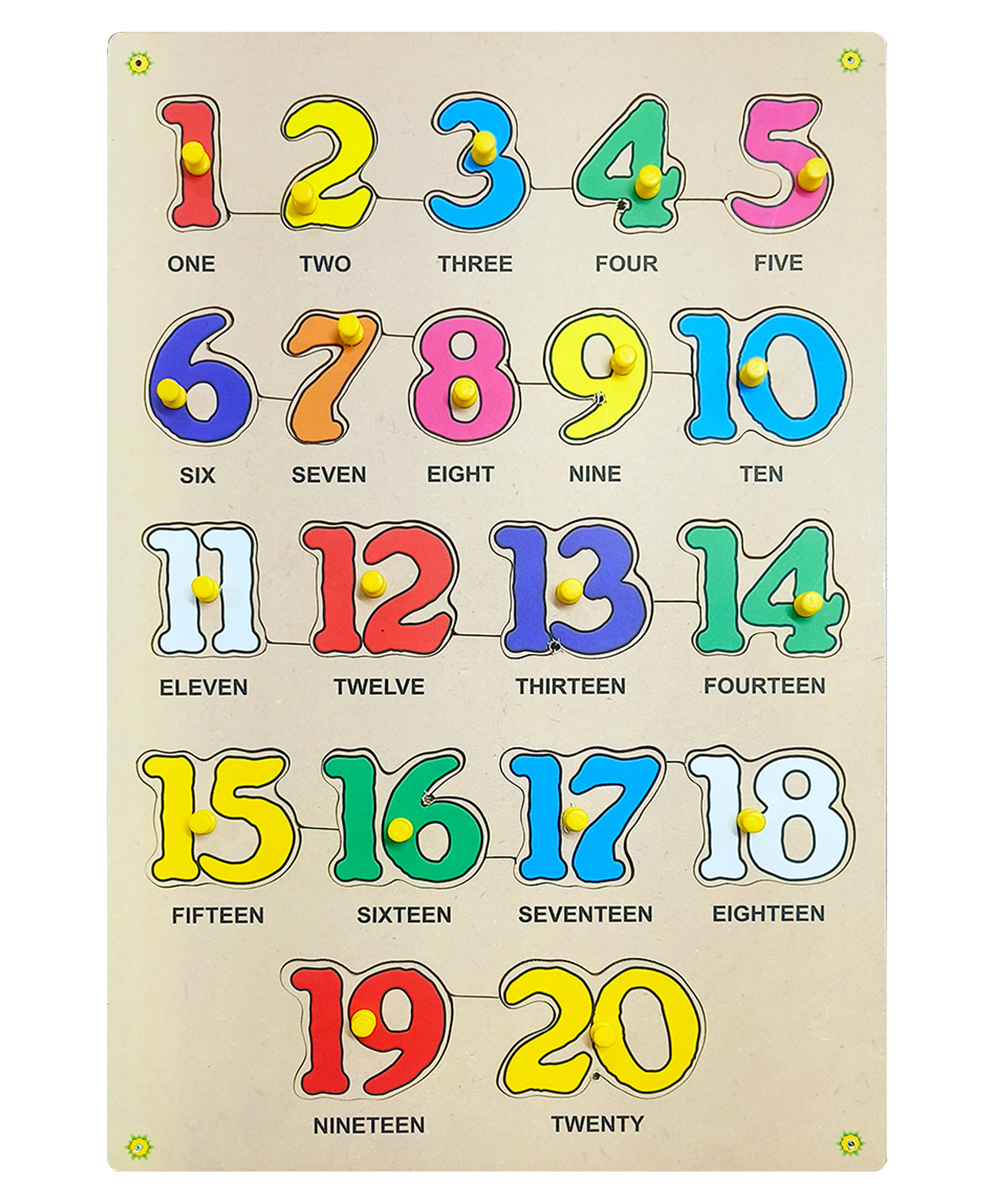 Hop N Play Wooden Numbers Identification Puzzle with Knob- Big Tray- Multicolour-image-28