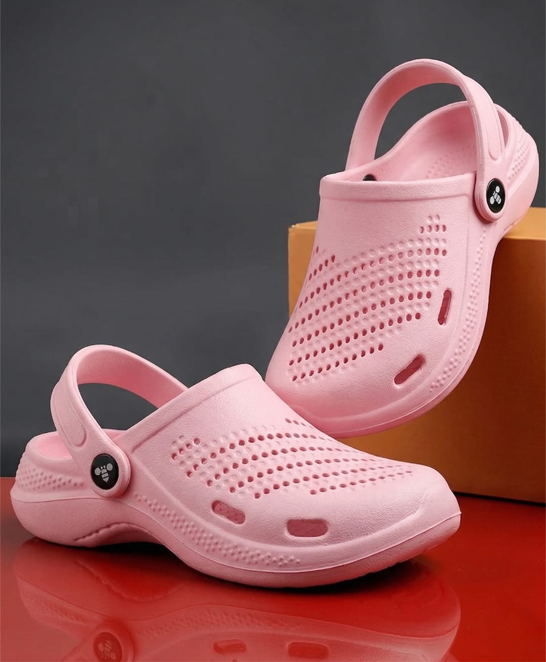 Toothless Solid Perforated Slingback Clogs - Pink-picture-22
