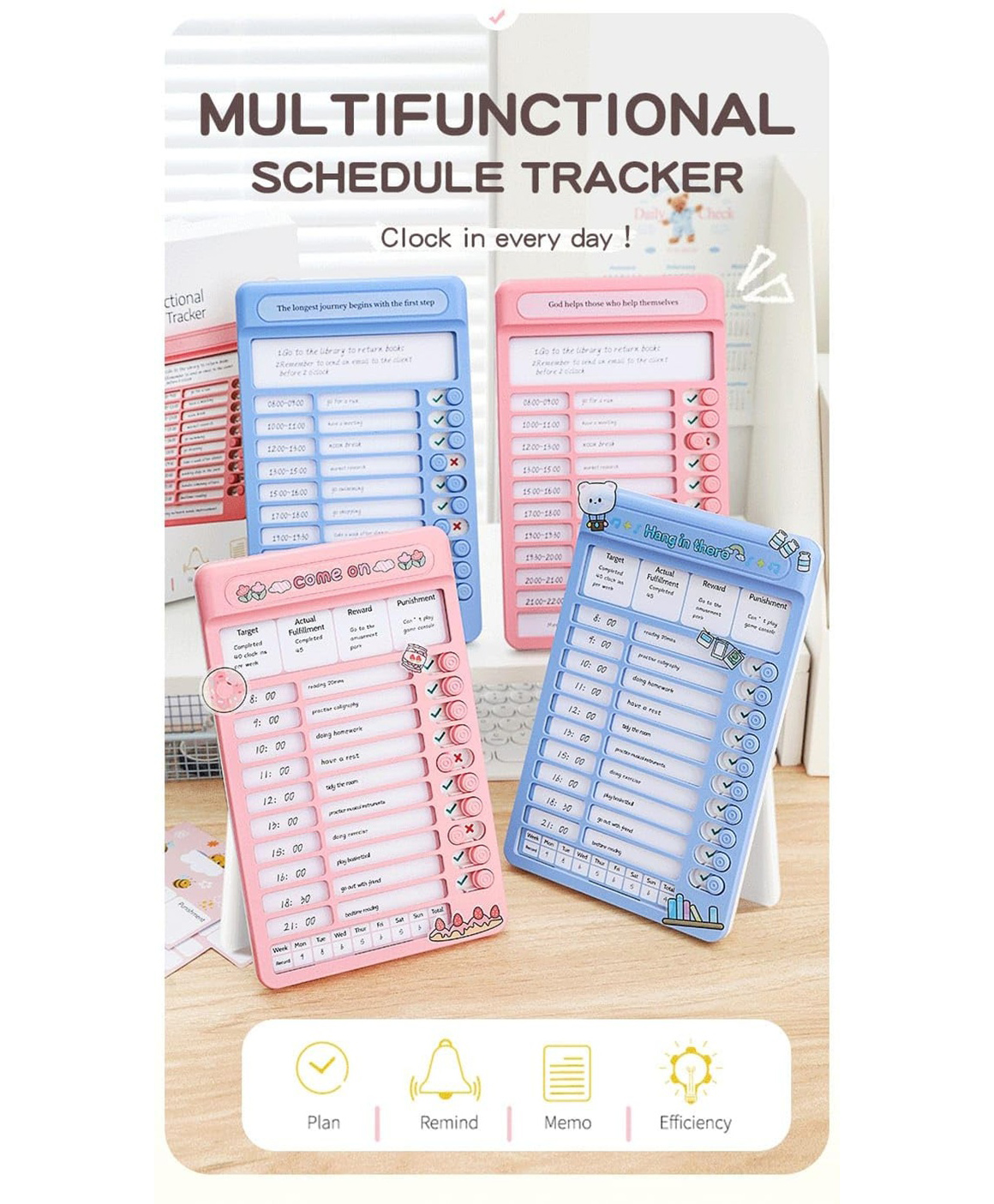 Sanjary Portable Self-Discipline Chores Chart - Daily Checklist Board With 15 Pcs Blank Paper Sliding Morning Routine Planning Reminder Board Color may vary-picture-11