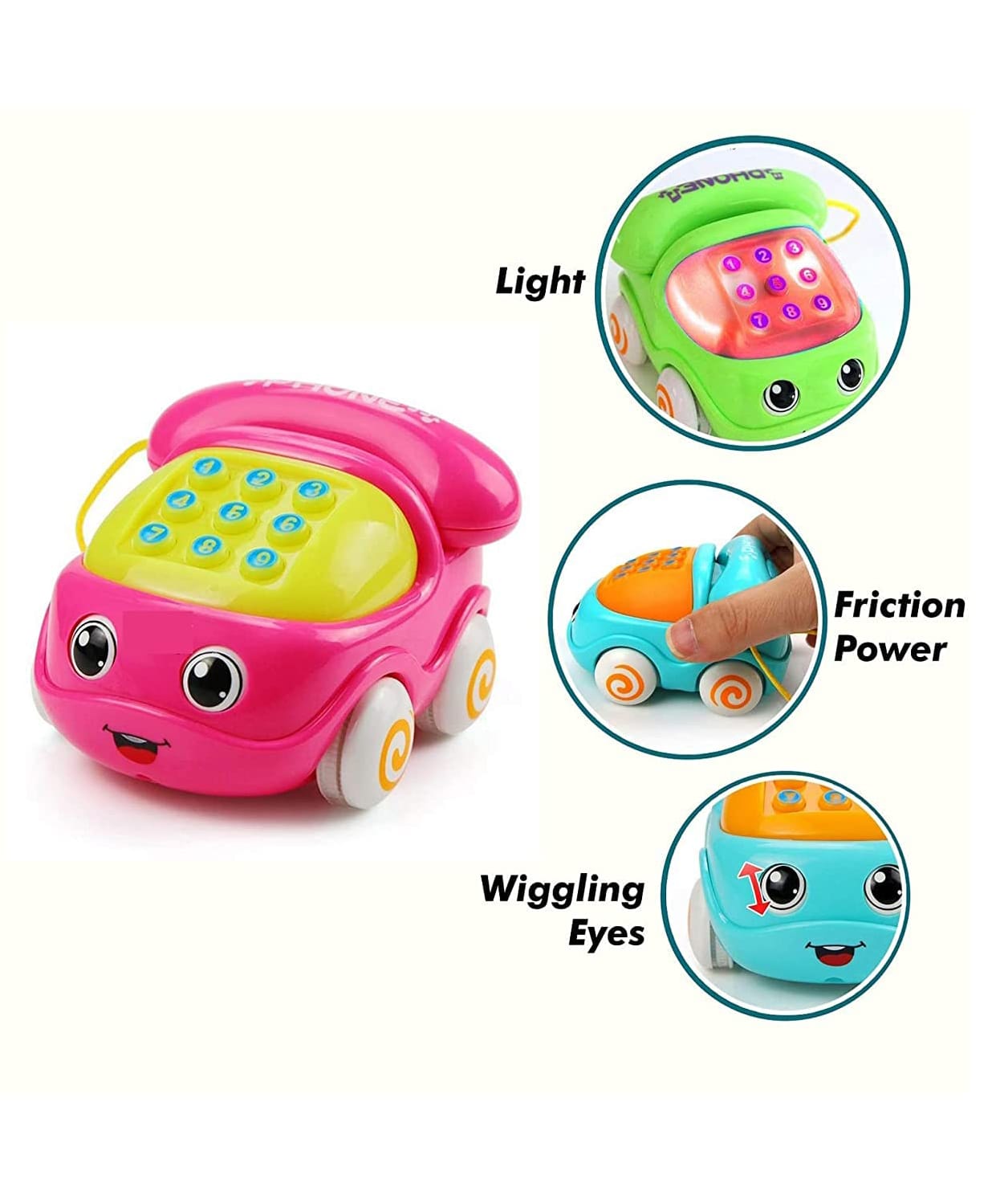 Sanjary Car ShaPe Telephone With Light & Sound Toys for Kids color may vary-image-35