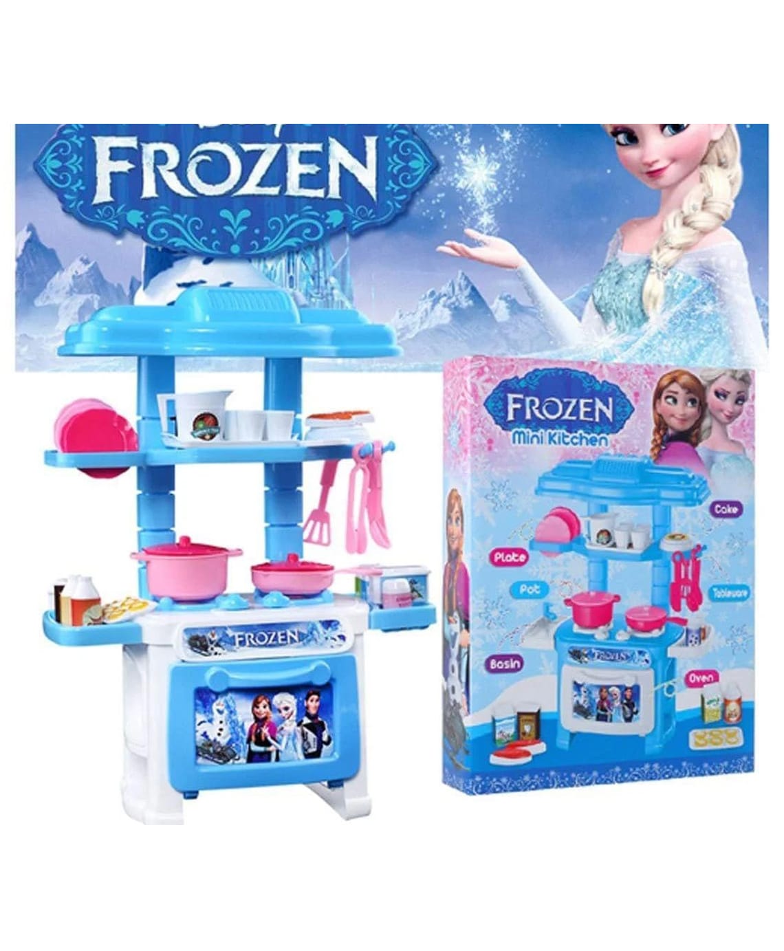 Sanjary Frozen themed kitchen Pretend Play 38 Pcs Set Toy for Kids Color May Vary-picture-11