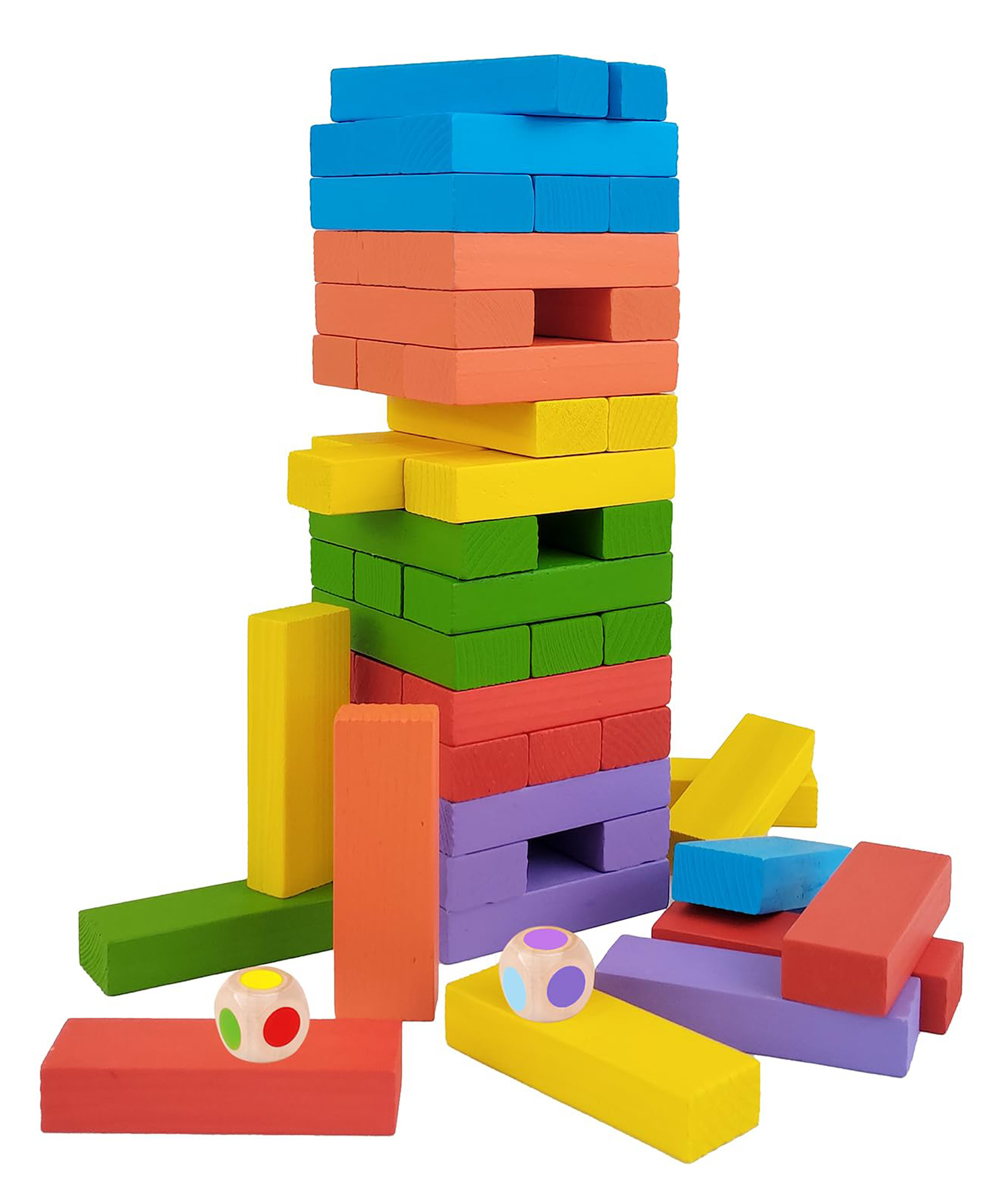 AKN TOYS Color Jenga -54 Wooden Blocks Stacking Game for Kids and Adults- PACK OF 1 - ( COLOR MAY VARY )-picture-4