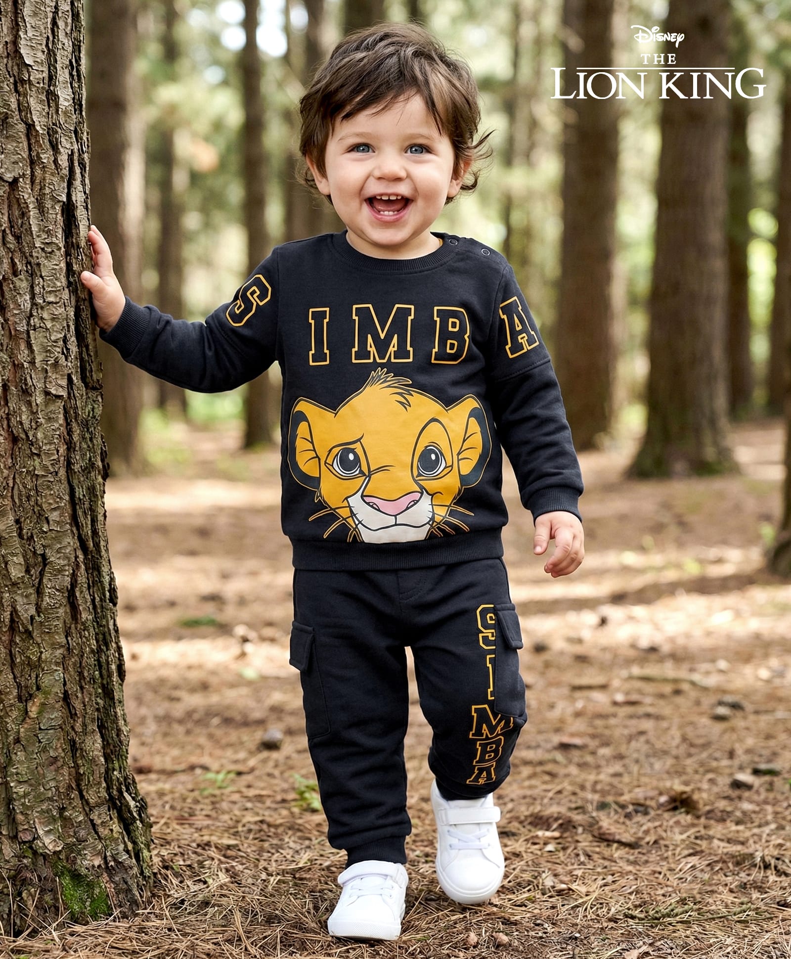 Babyhug Disney Terry Knit Full Sleeves Sweatshirt & Lounge Pant Set with Lion King Graphic - Black-picture-18