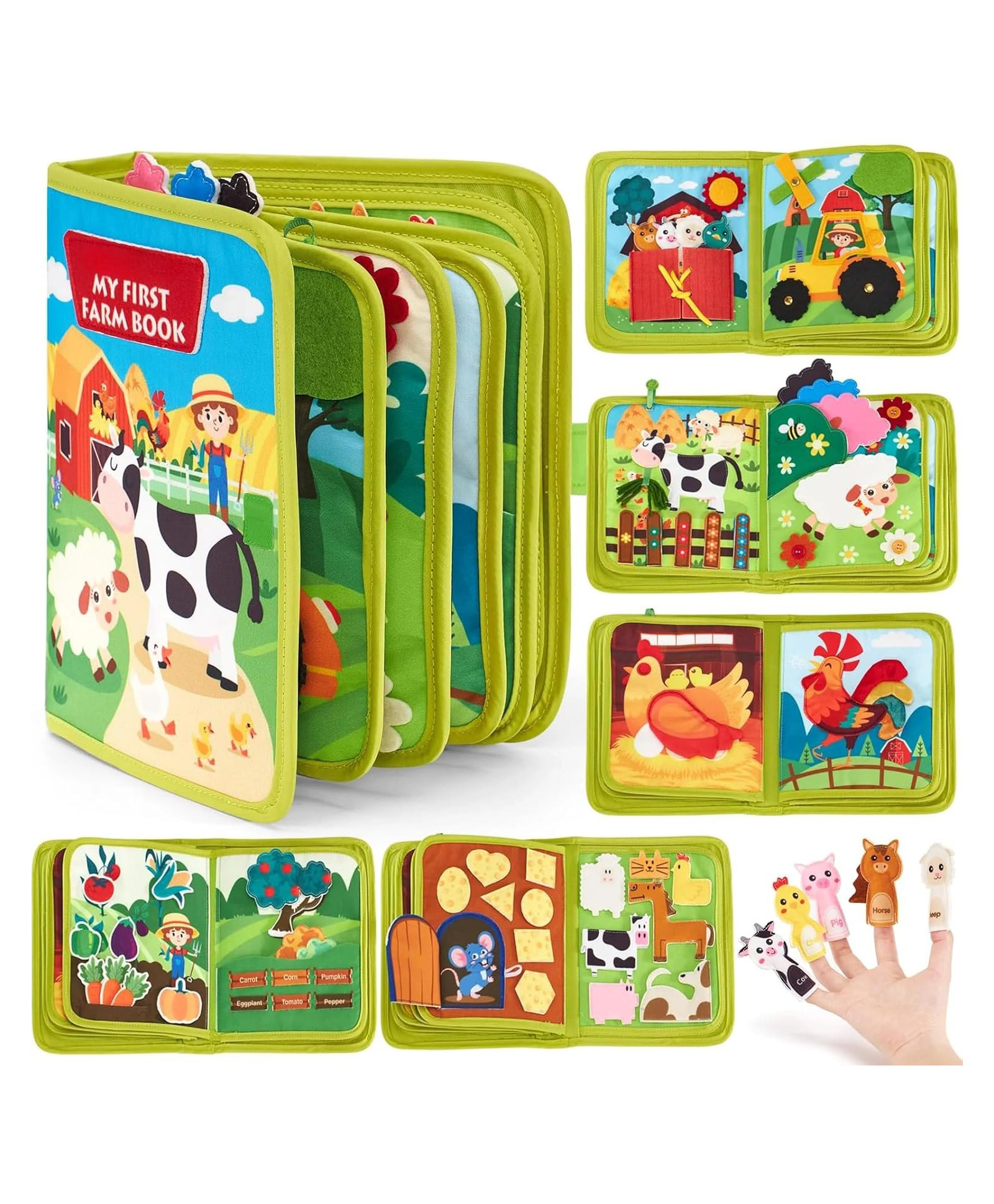 Busy Book for Toddlers 1 2 3 Years Montessori Toys Busy Board Boy Girl Educational Quiet Activity Books Learning Board Toddler Airplane Travel Toy Birthday Gift - Farm Animals-image-10